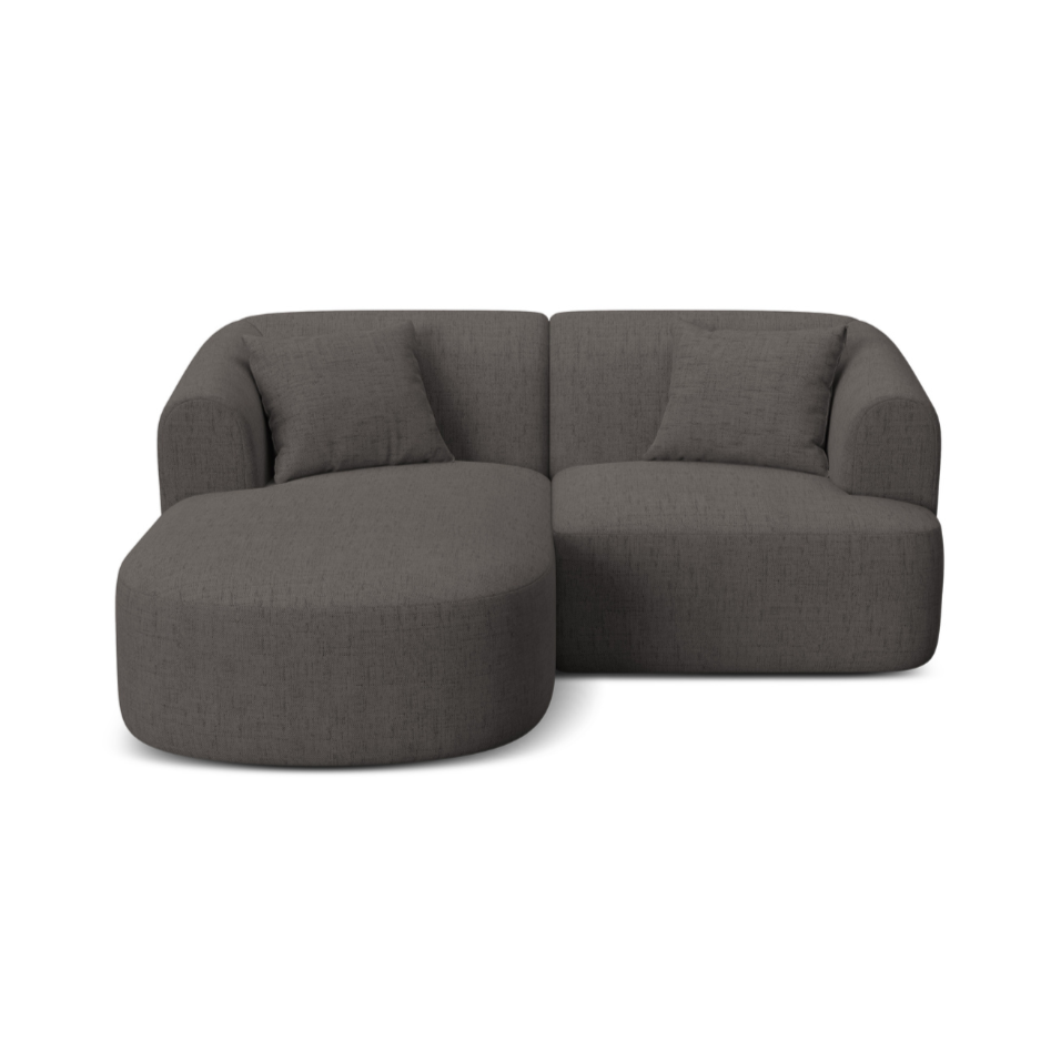 Left-sided 3-seater sofa CAMPI gray chenille