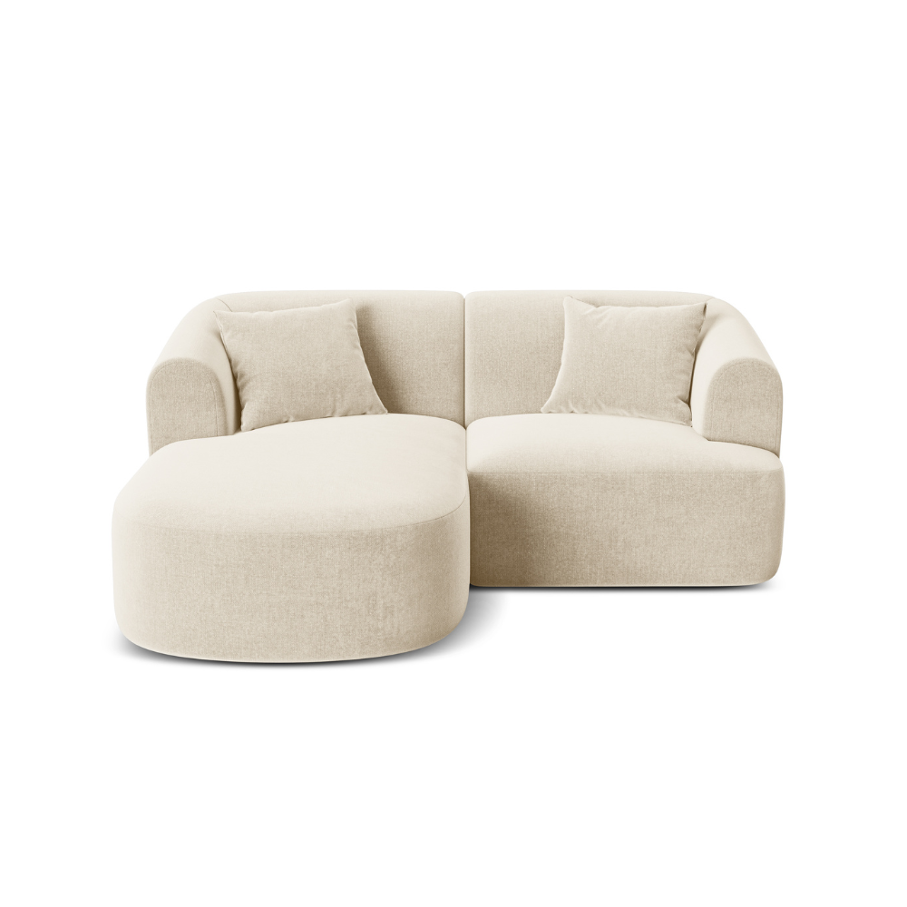 Left-facing velvet corner sofa for 3 people CAMPI light beige