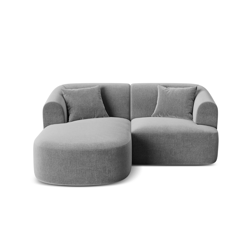 Gray left-facing velvet 3-seater sofa CAMPI