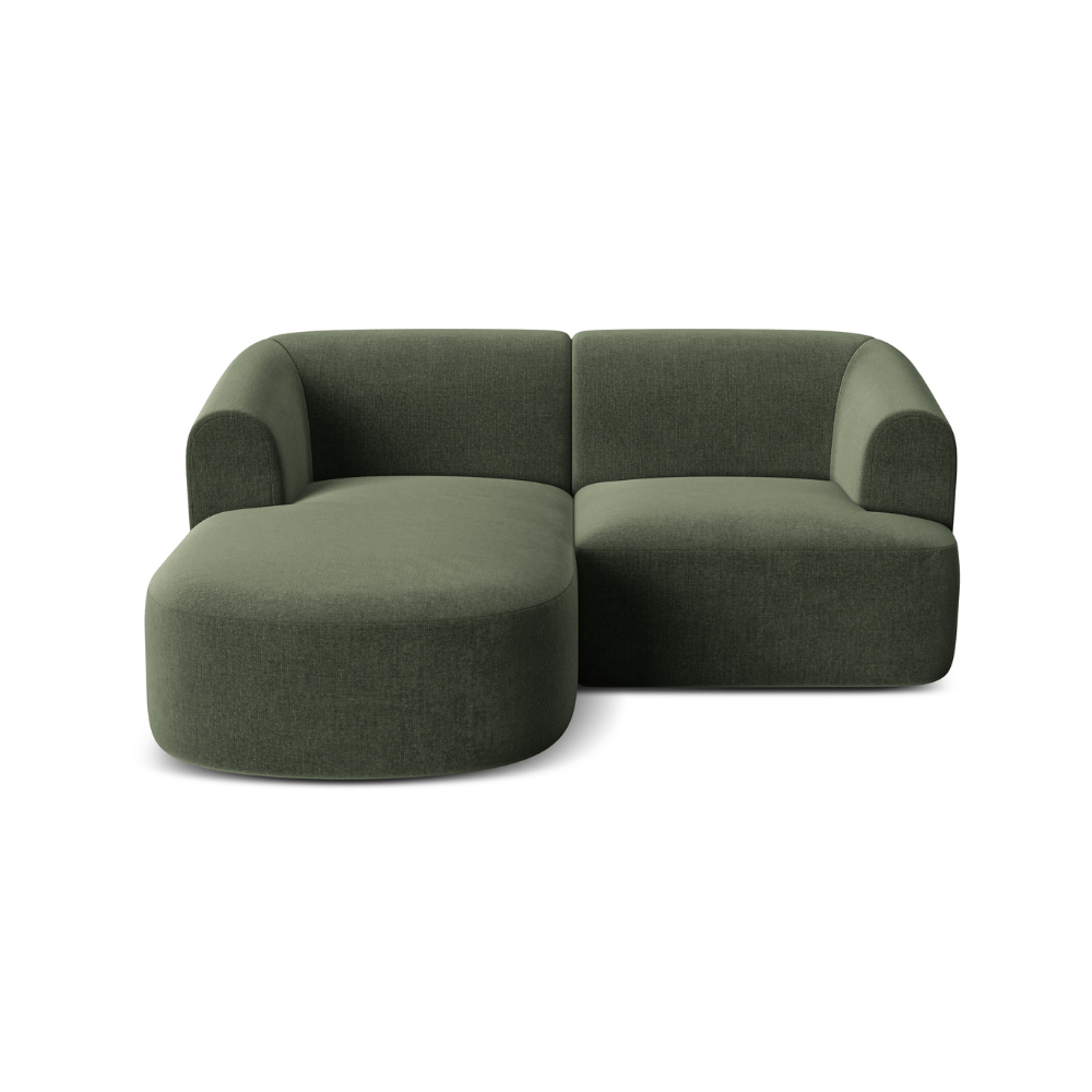 Green left-sided velvet 3-seater sofa CAMPI