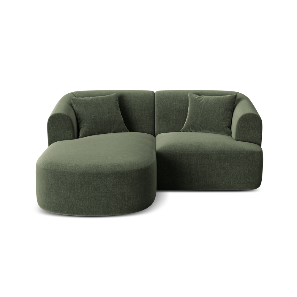 Green left-sided velvet 3-seater sofa CAMPI