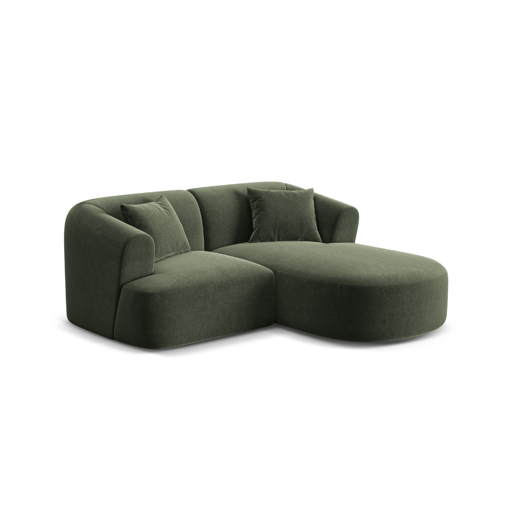 Green right-facing velvet 3-seater sofa CAMPI