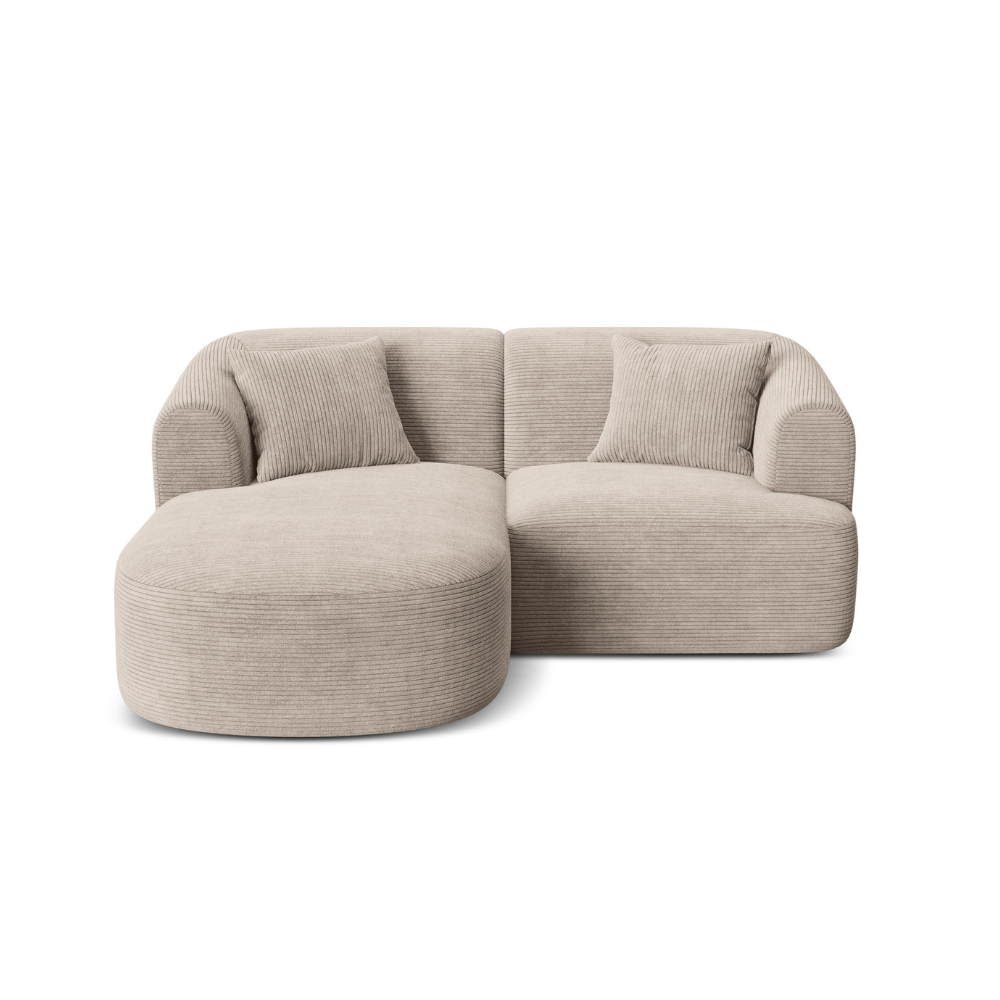 Bežový štruksový rohový gauč pro 3 osoby CAMPI