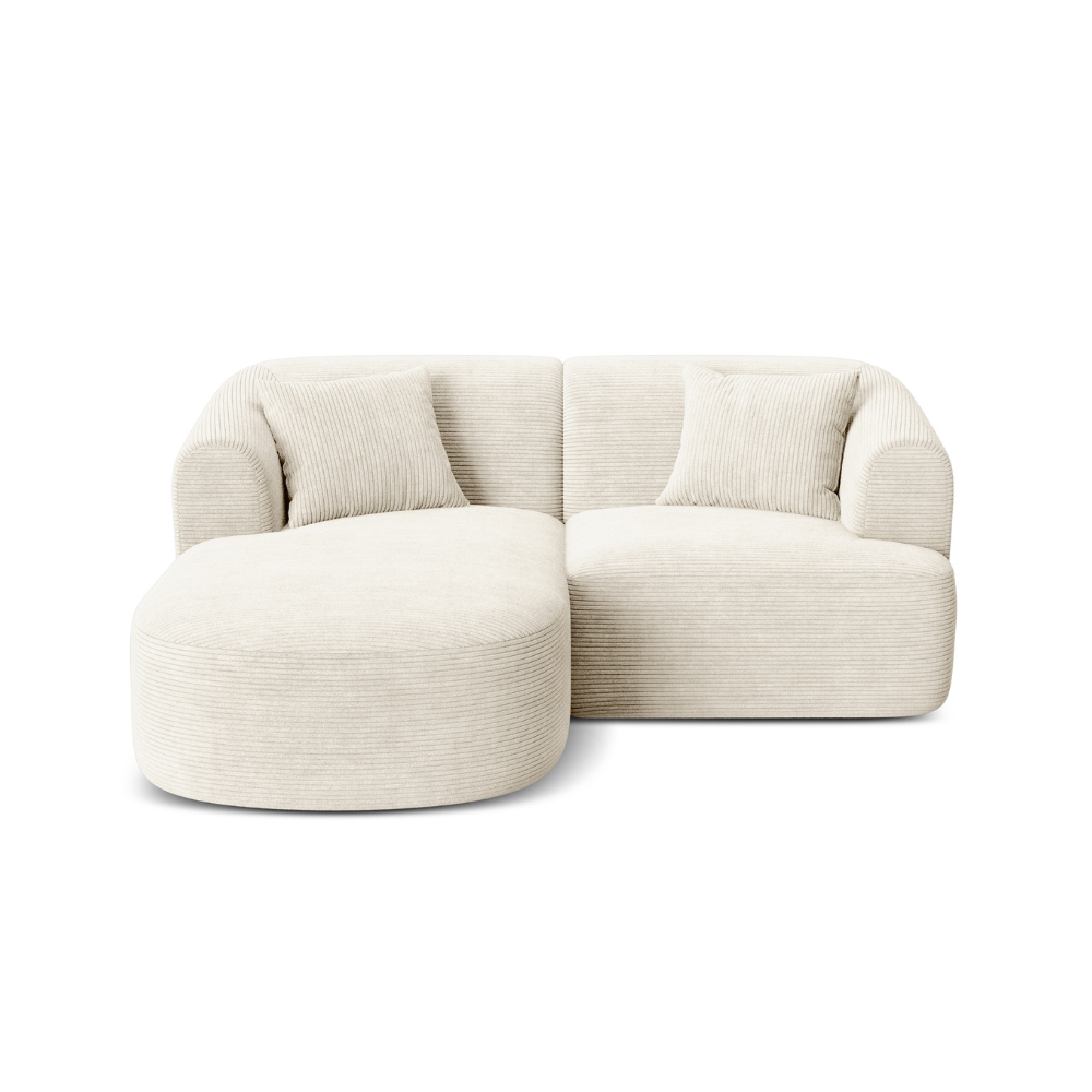 Left-sided 3-seater sofa CAMPI cream corduroy
