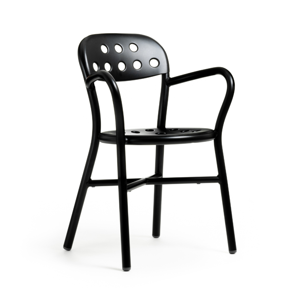 Křeslo s područkami venkovní PIPE černé