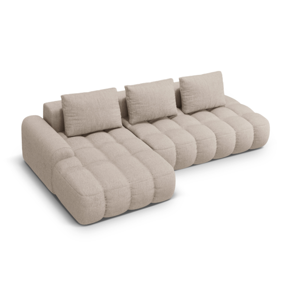 Left-sided corner sofa bed for 3 people LINZ sand