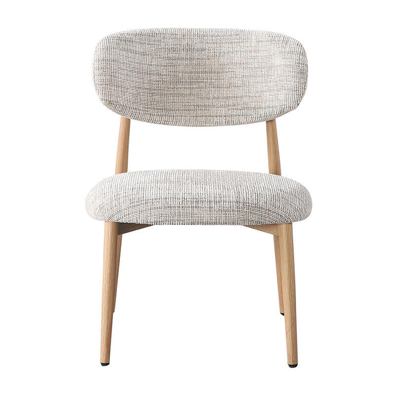 JAPANDI Armchair in Gray-Beige with Wooden Base