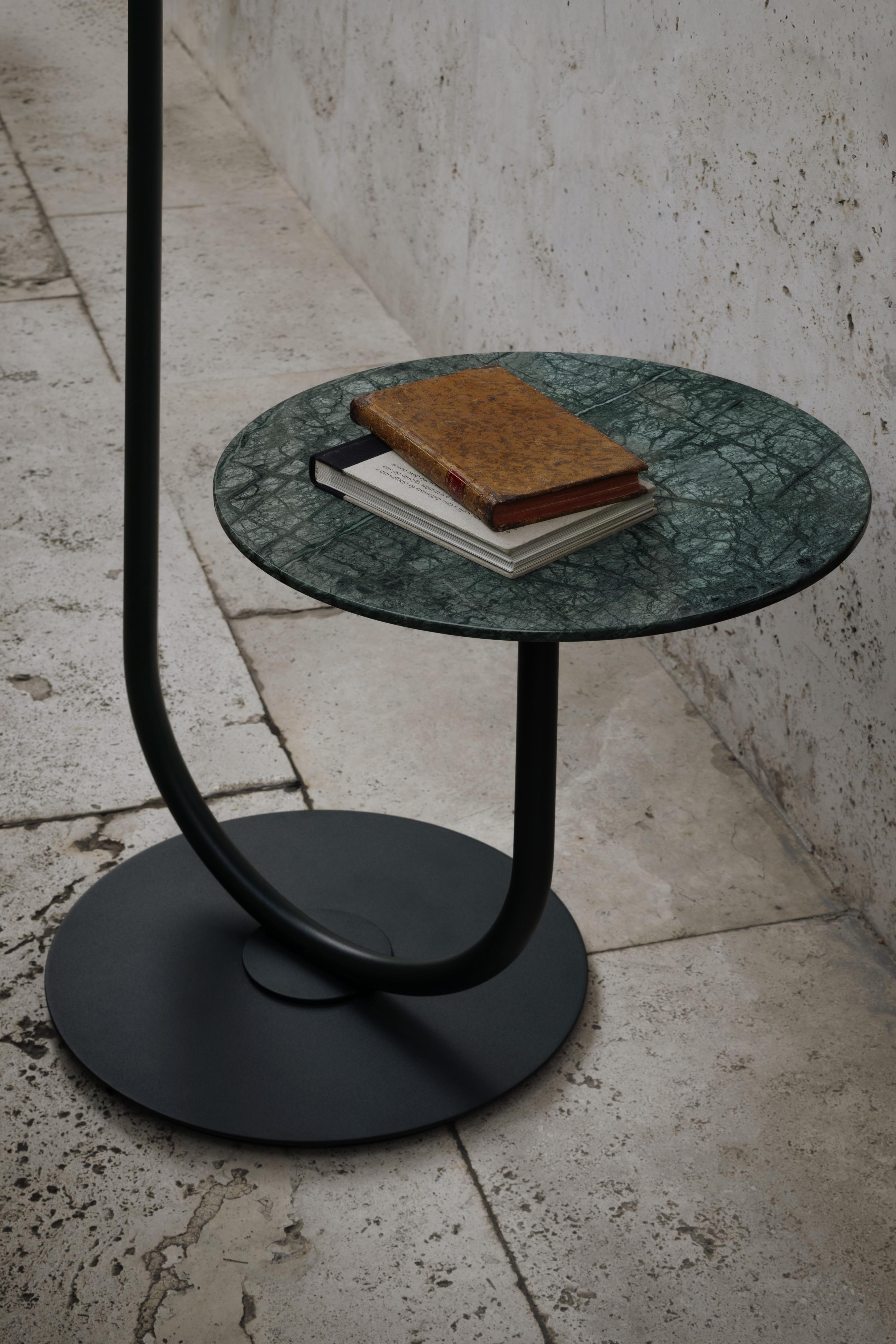 Outdoor lamp and table CALYPSO GUADALOUPE black and white with green marble