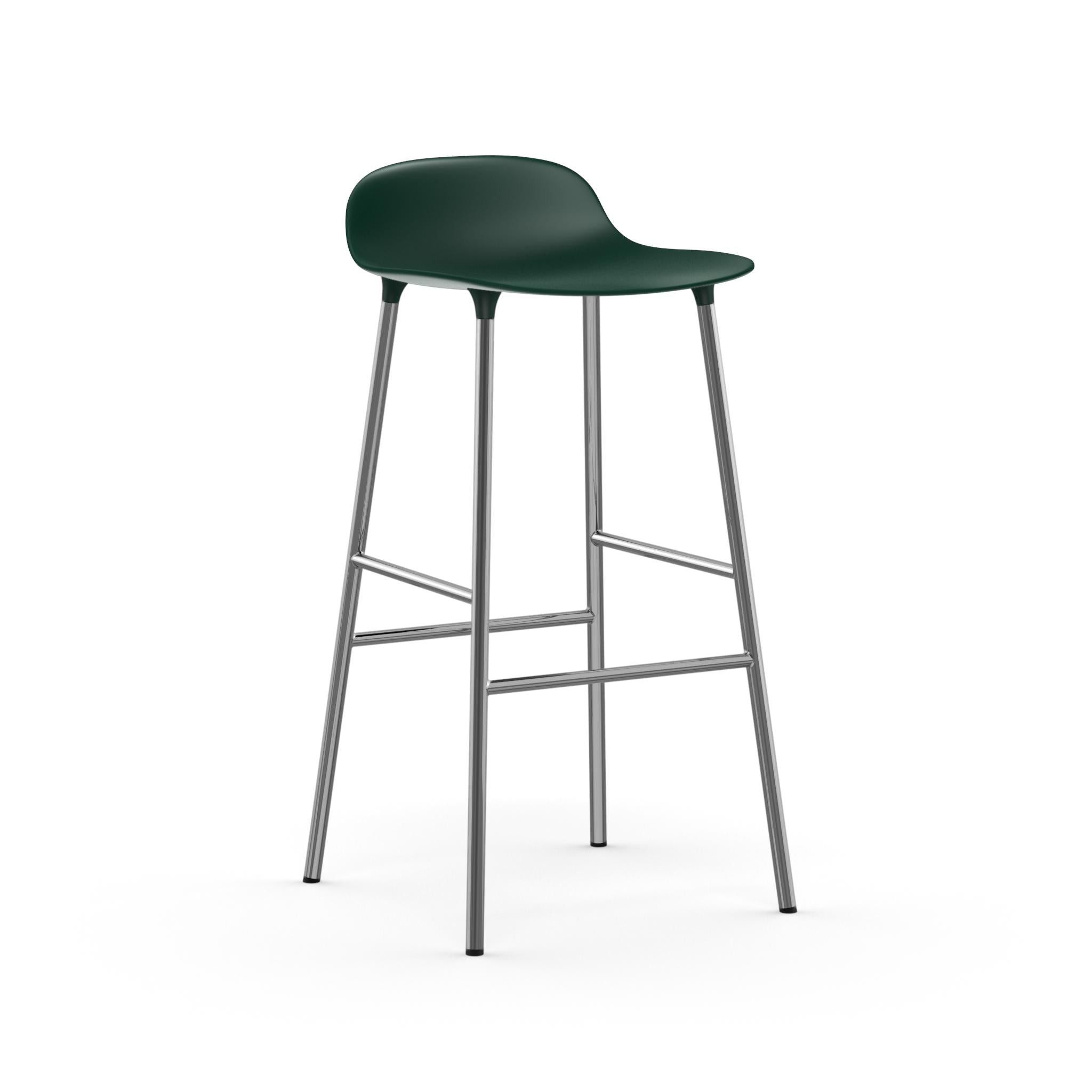 Green Hocker Form with a chrome base