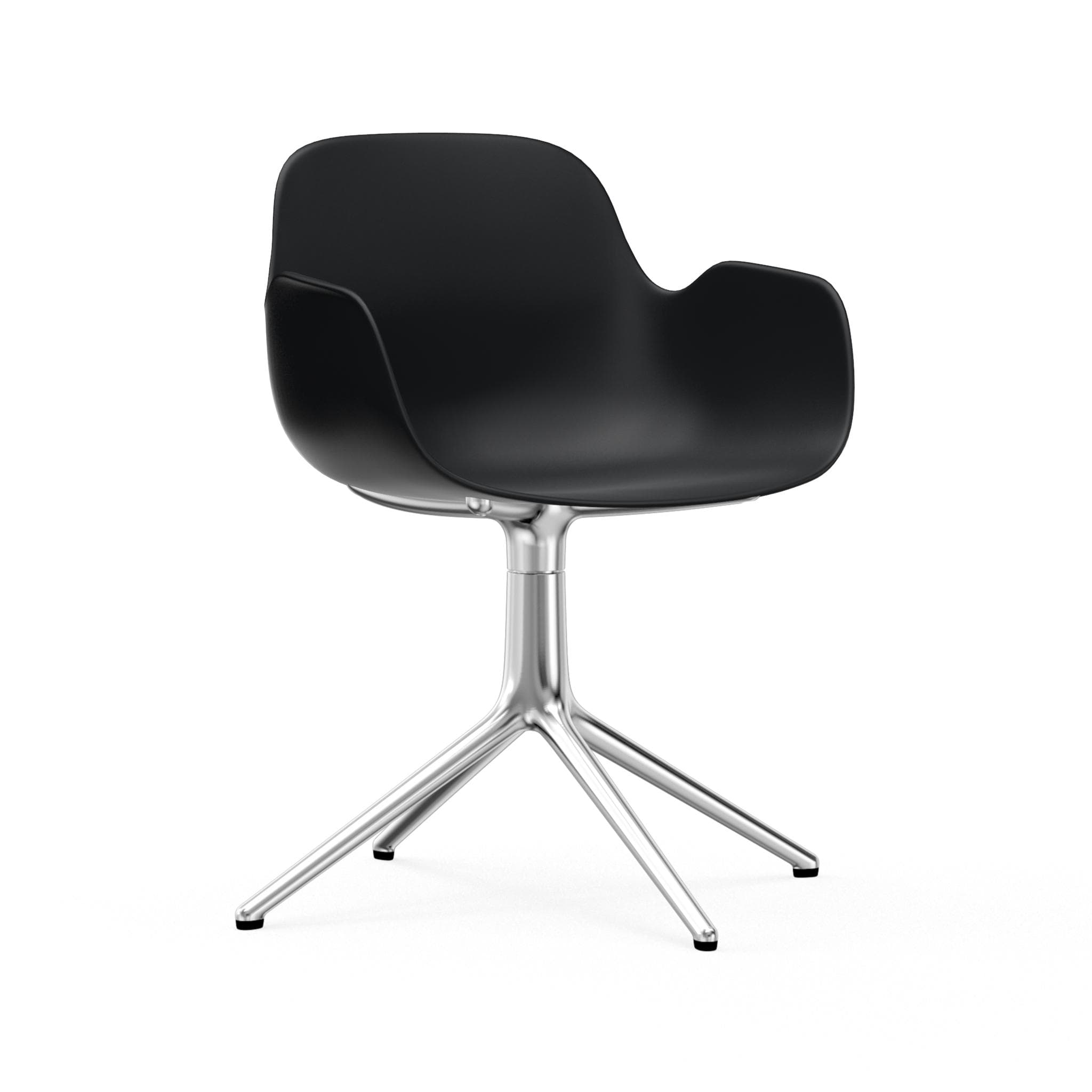Office chair with 4l black armrests with an aluminum base