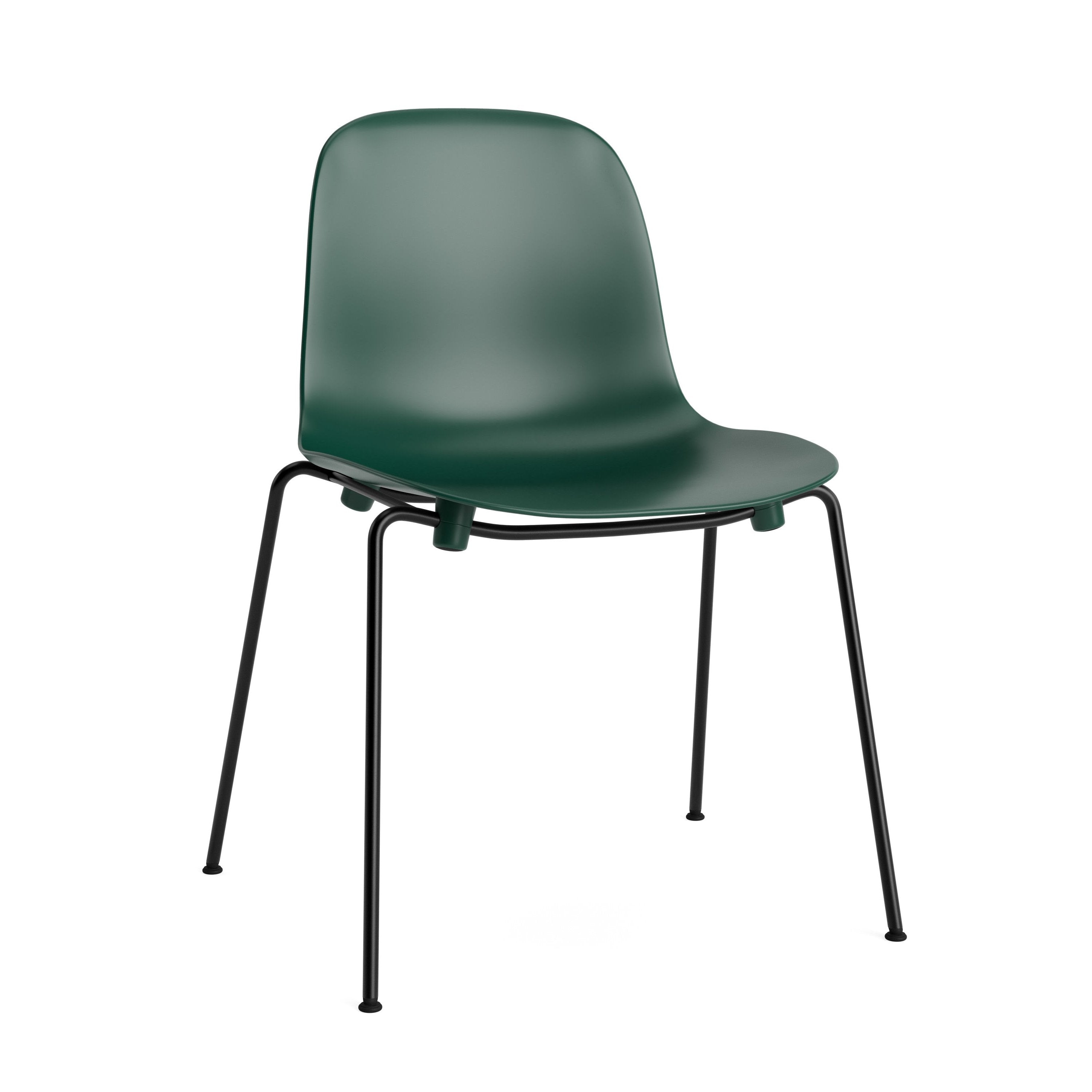 A chair of forms of green stacking with a black base