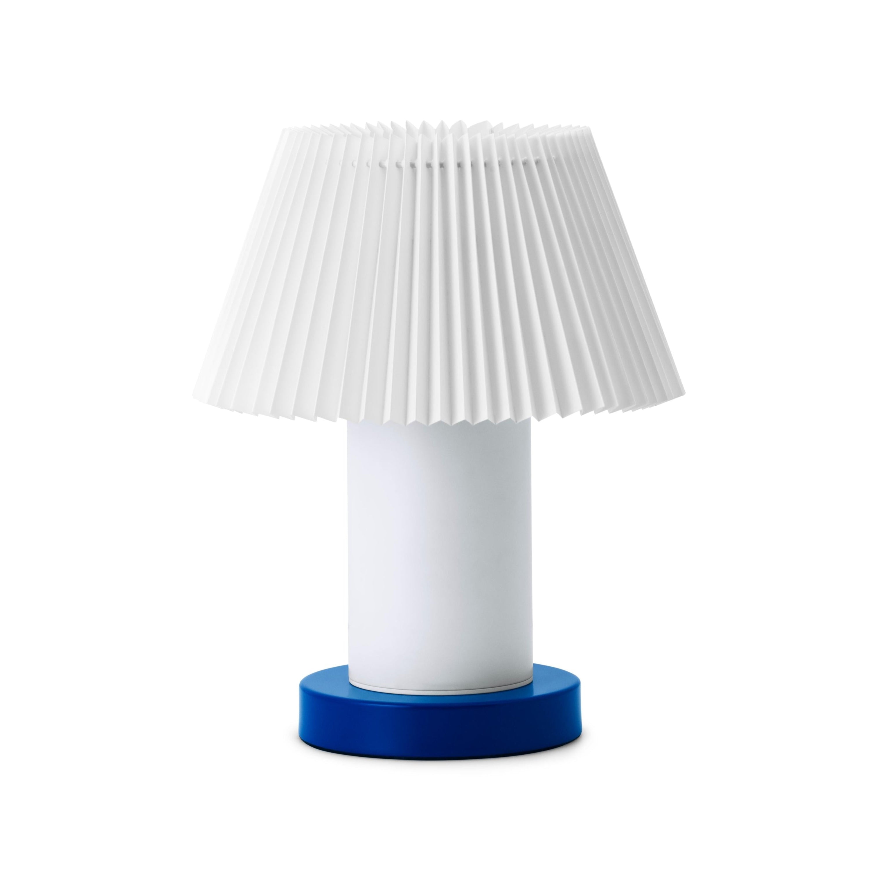Stolní lampa CELLU bílá s modrým podstavcem
