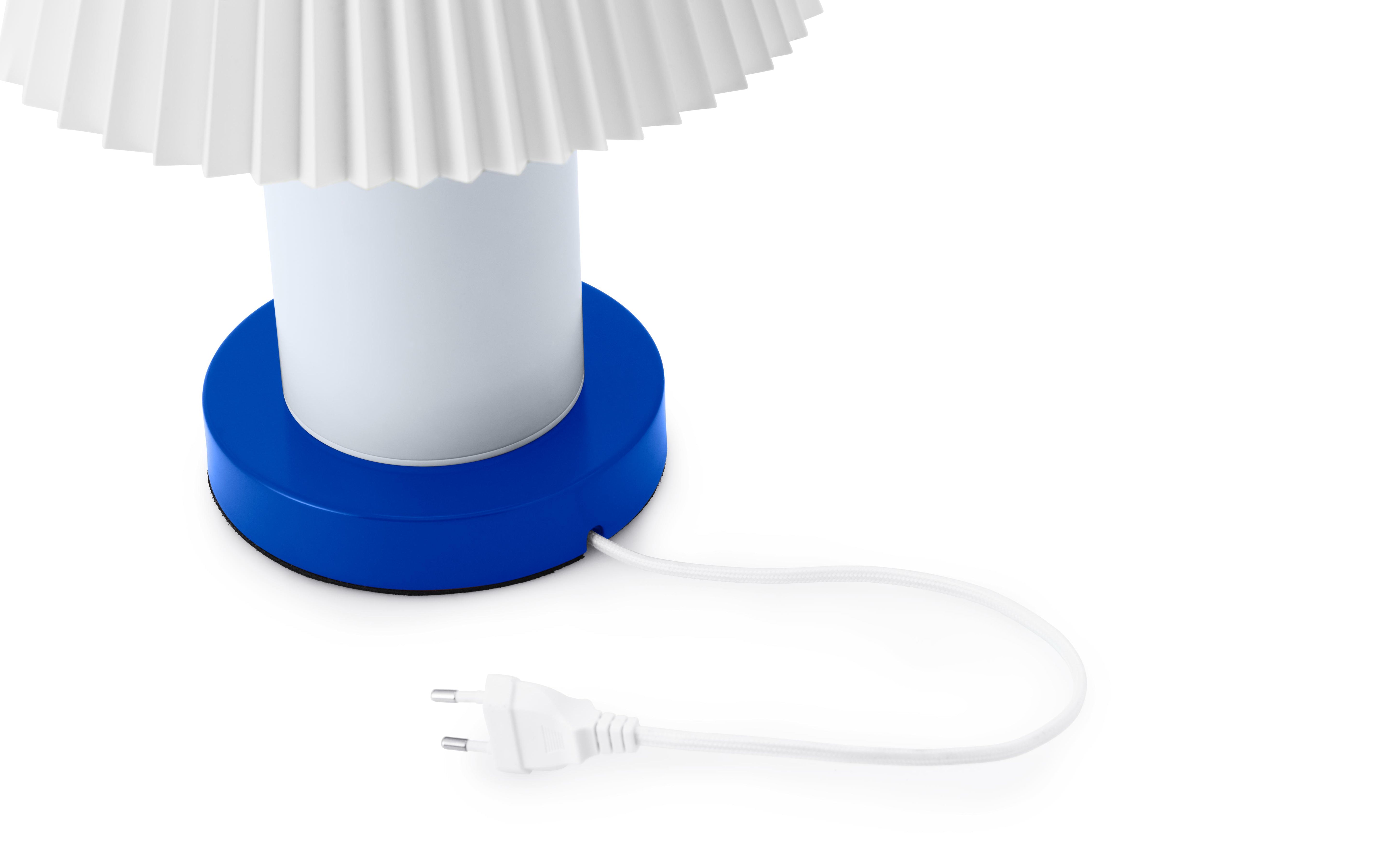 Stolní lampa CELLU bílá s modrým podstavcem