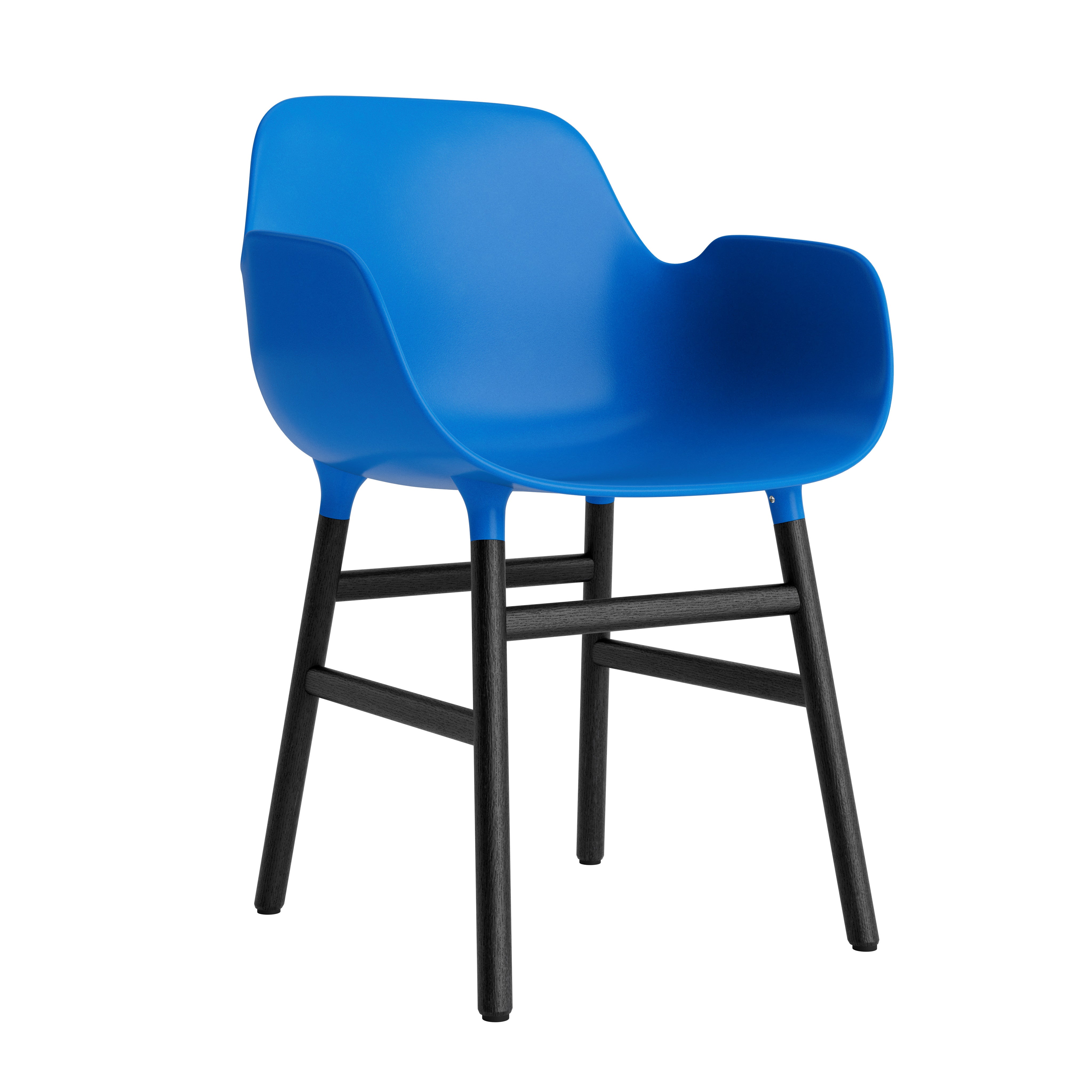 Chair with armrests Blue forms with a black oak base