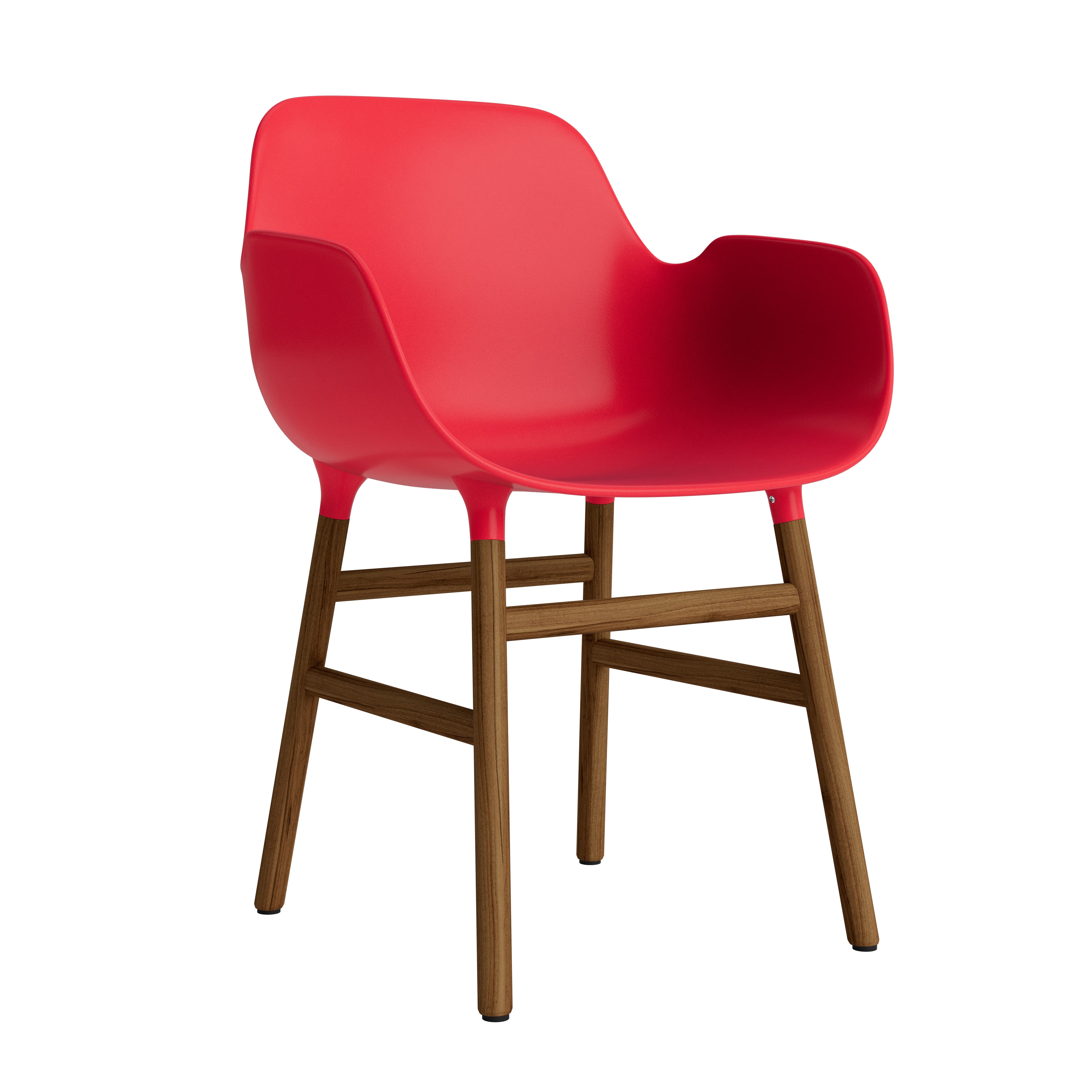 Chair with armrests red forms with a nutty base