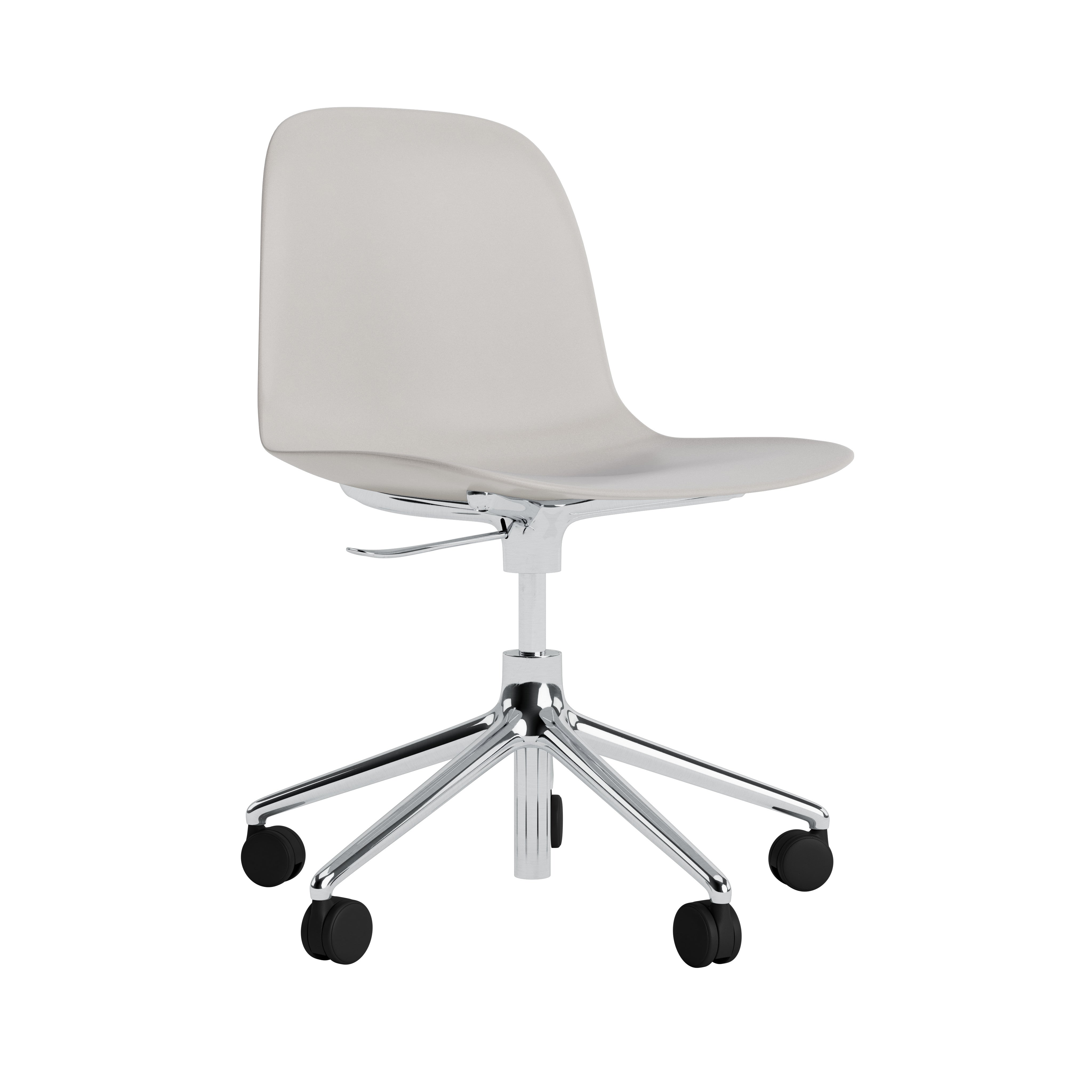 Office chair with adjustable forms 5W warm gray with an aluminum base on wheels
