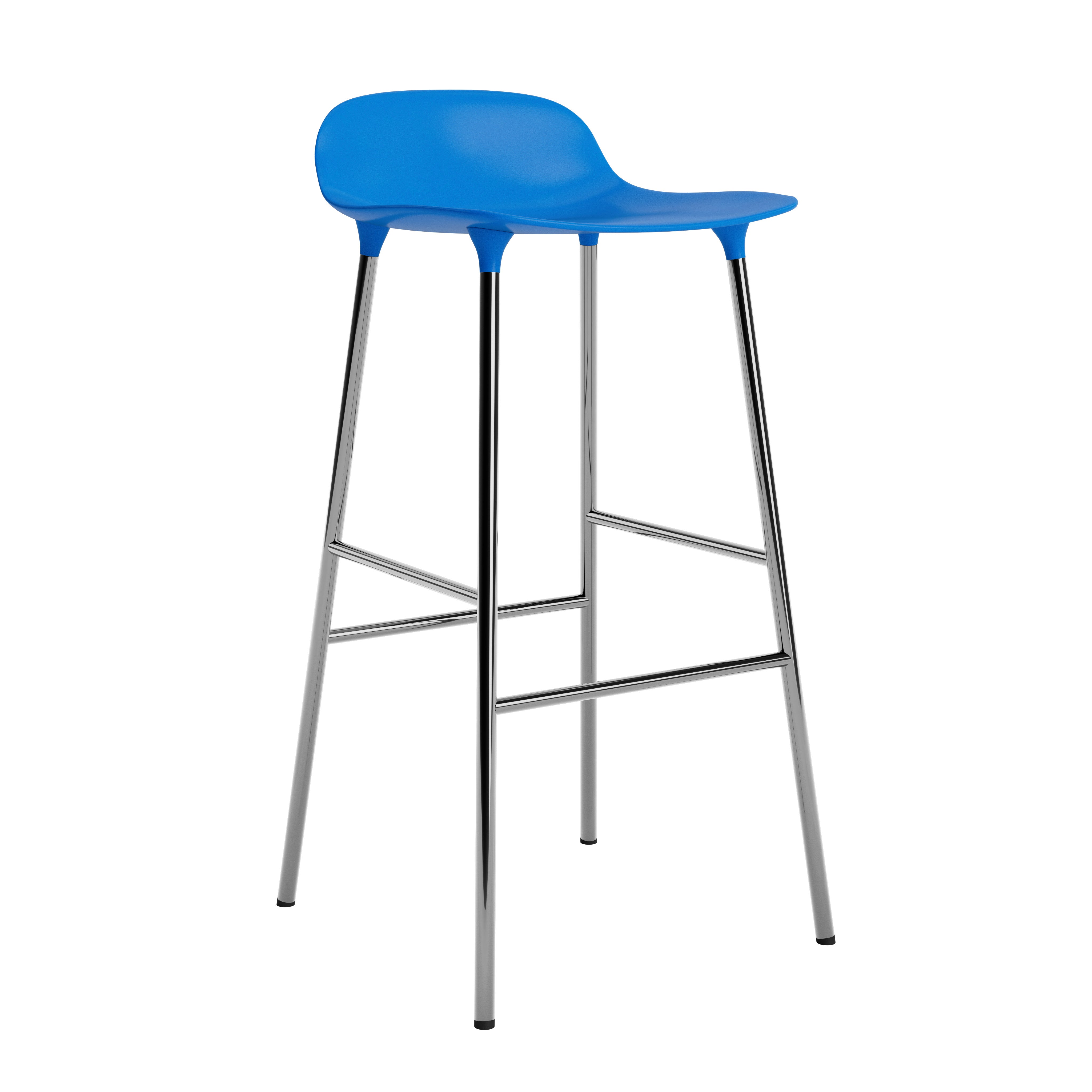 Blue Hocker Form with a chrome base