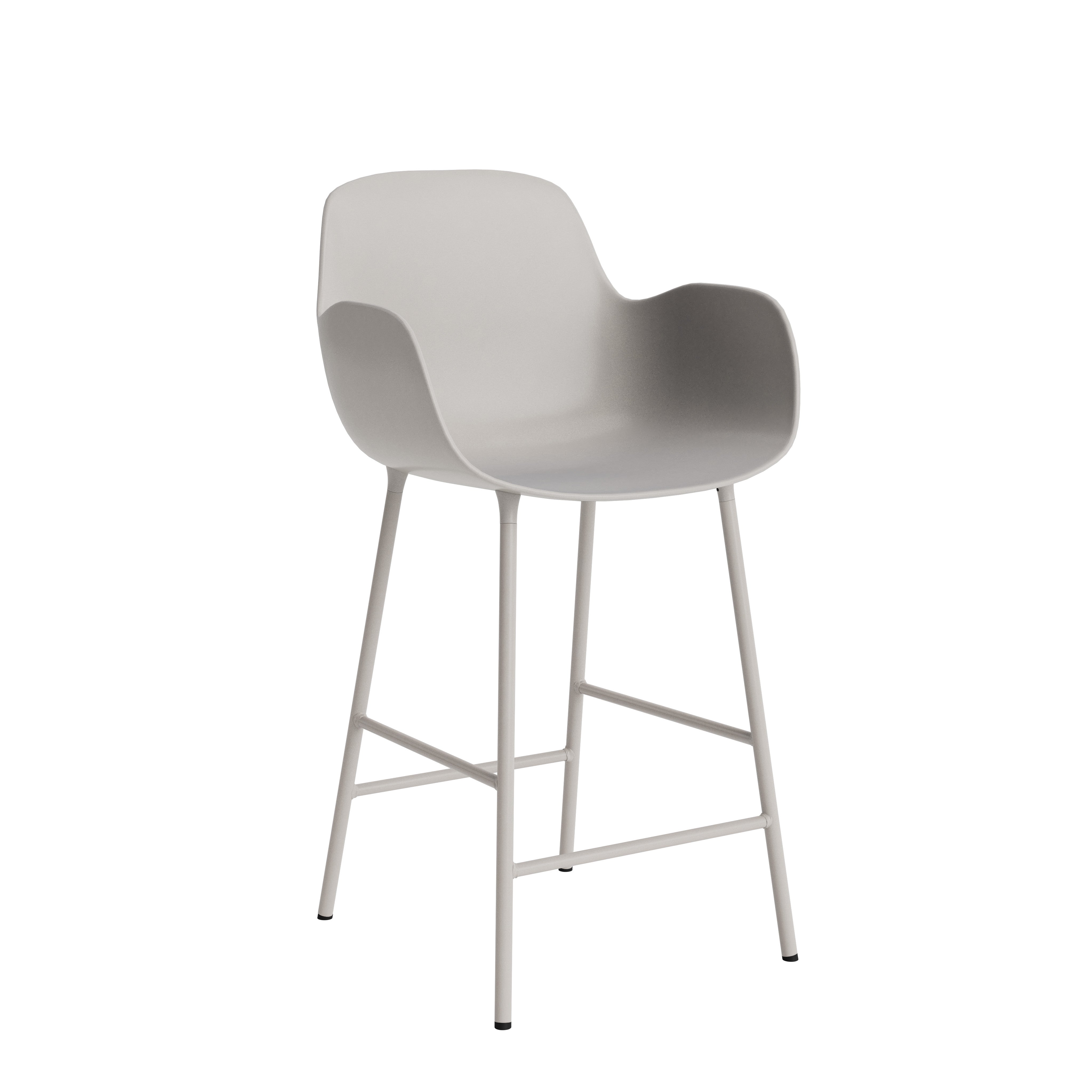 Bar chair with armrests of forms warm gray