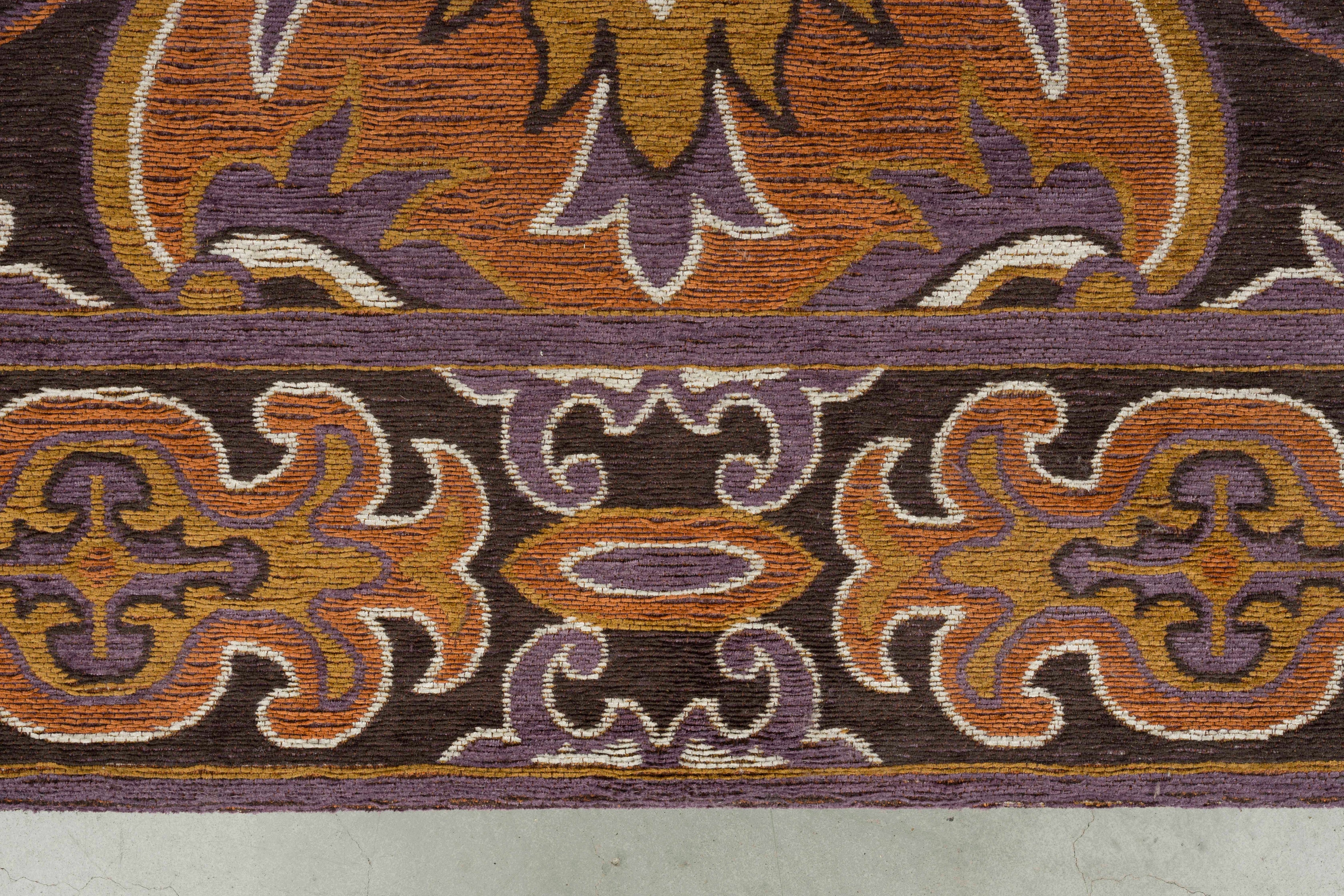 BASHMIRA rug in orange with brown