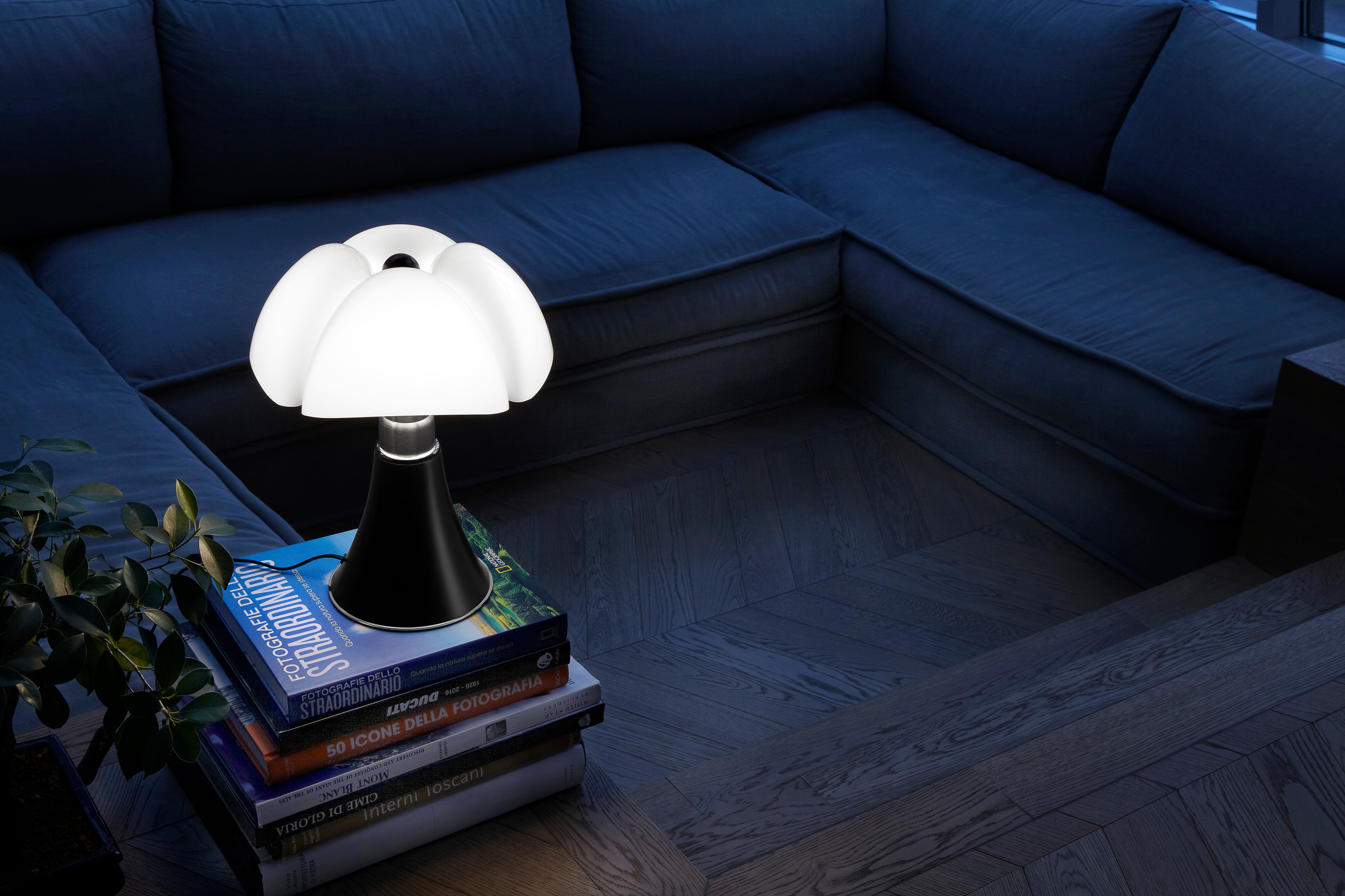 MINIPIPISTRELLO Table Lamp with Opal Shade and Brown Matte Base