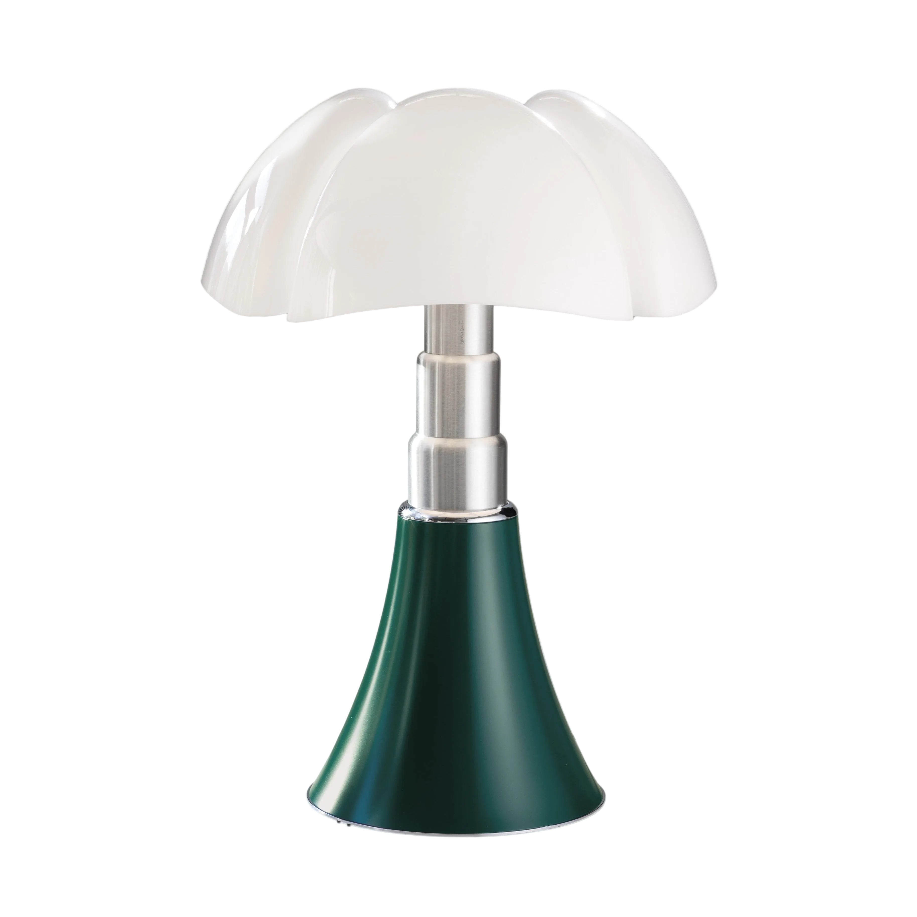 Stolní lampa PIPISTRELLO MEDIUM s opálovým stínidlem a tmavě zeleným podstavcem