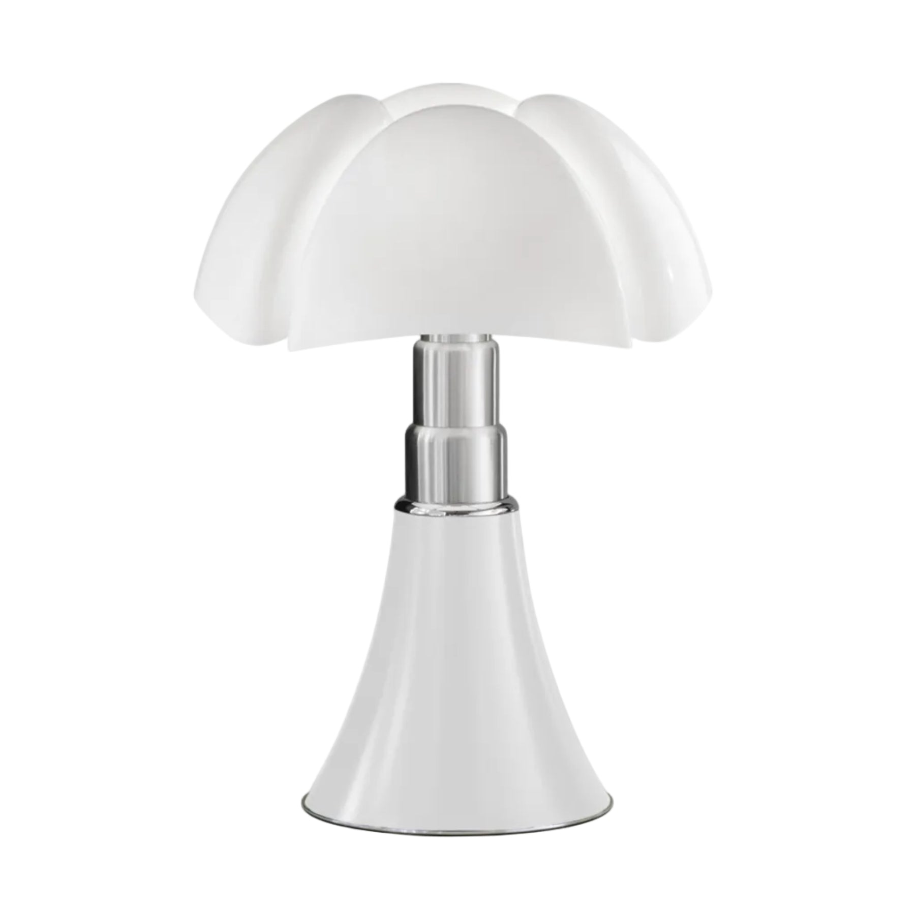 Stolní lampa PIPISTRELLO MEDIUM s opálovým stínidlem a bílým podstavcem