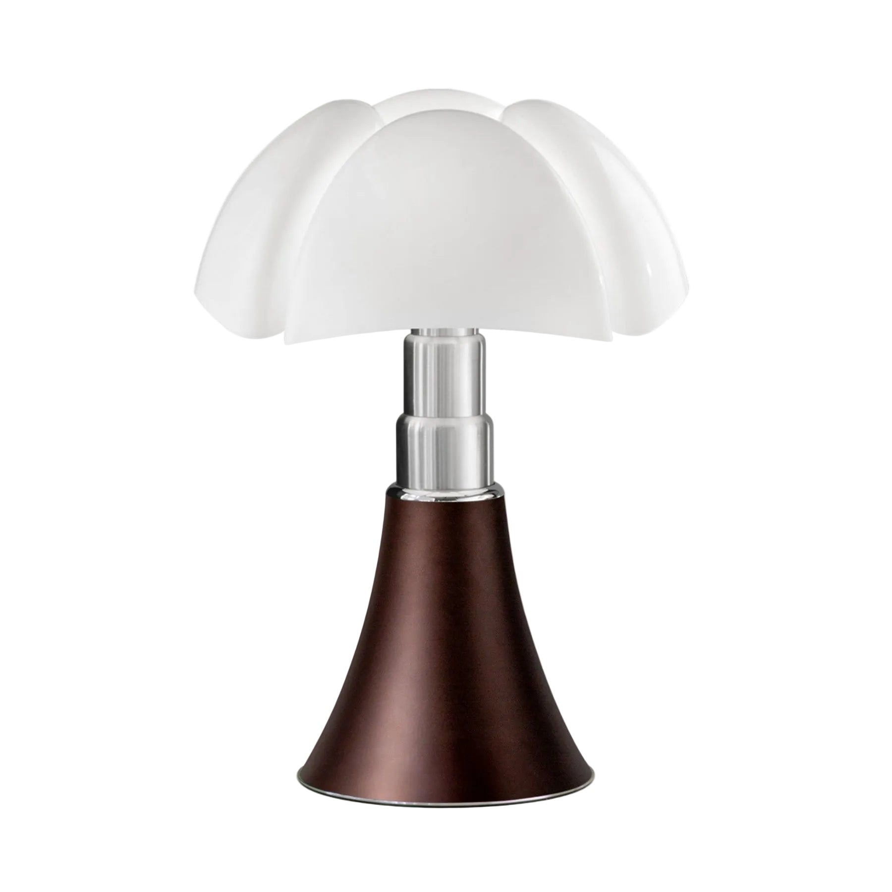 Stolní lampa PIPISTRELLO MEDIUM s opálovým stínidlem a matně hnědým podstavcem