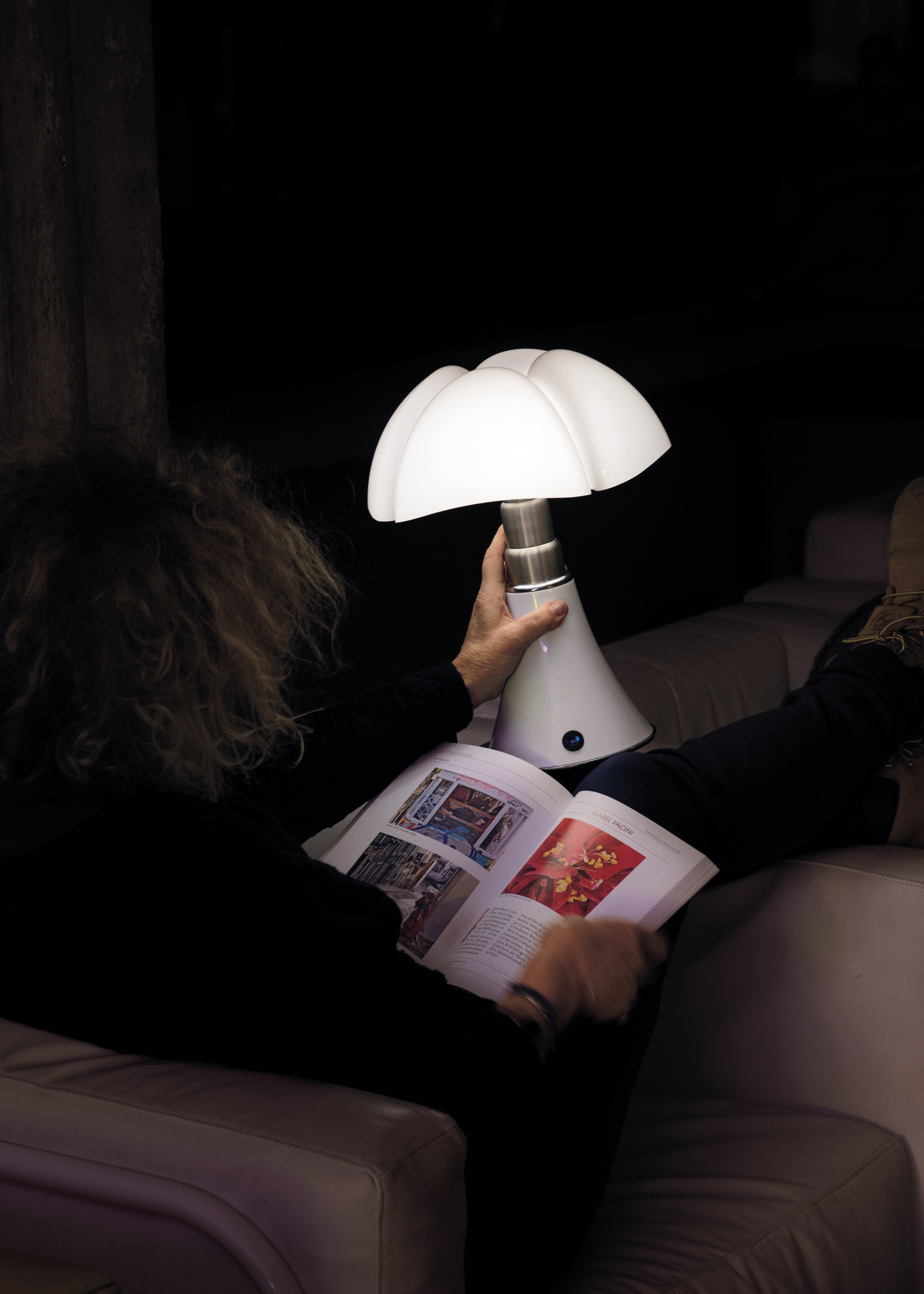 MINIPIPISTRELLO Table Lamp with Opal Shade and White Base