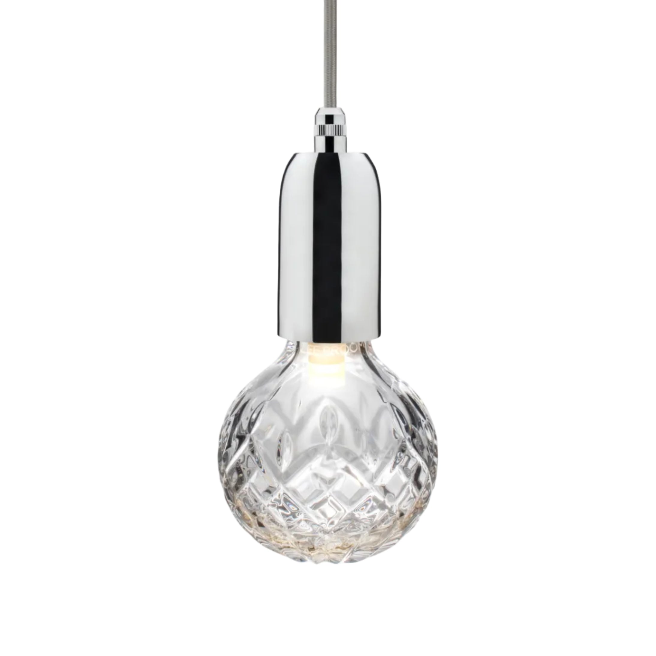 Lustrná lampa CRYSTAL BULB s křišťálovým sklem a chromovaným povrchem