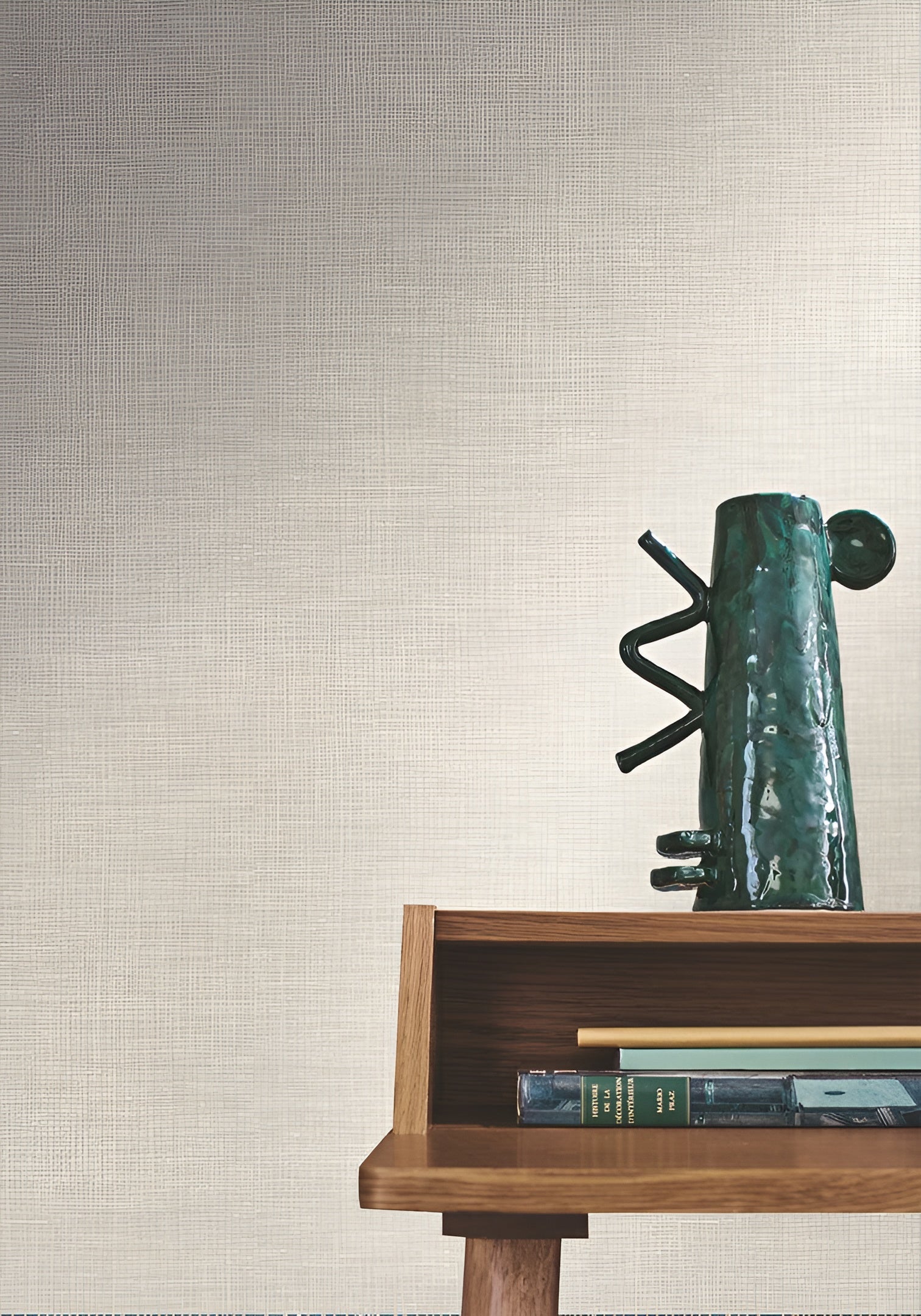 Structural wallpaper resembling linen canvas SHINOK - LIGHT BROWN travertine