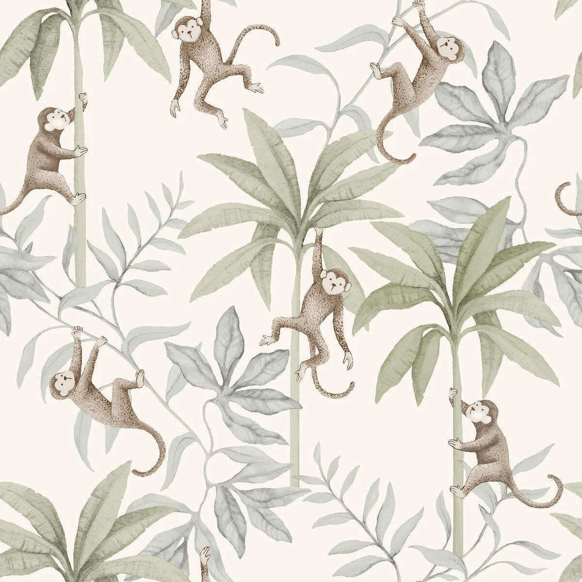 Tapeta dziecięca z motywem dżungli JUNGLE FRIENDS biały – Boråstapeter