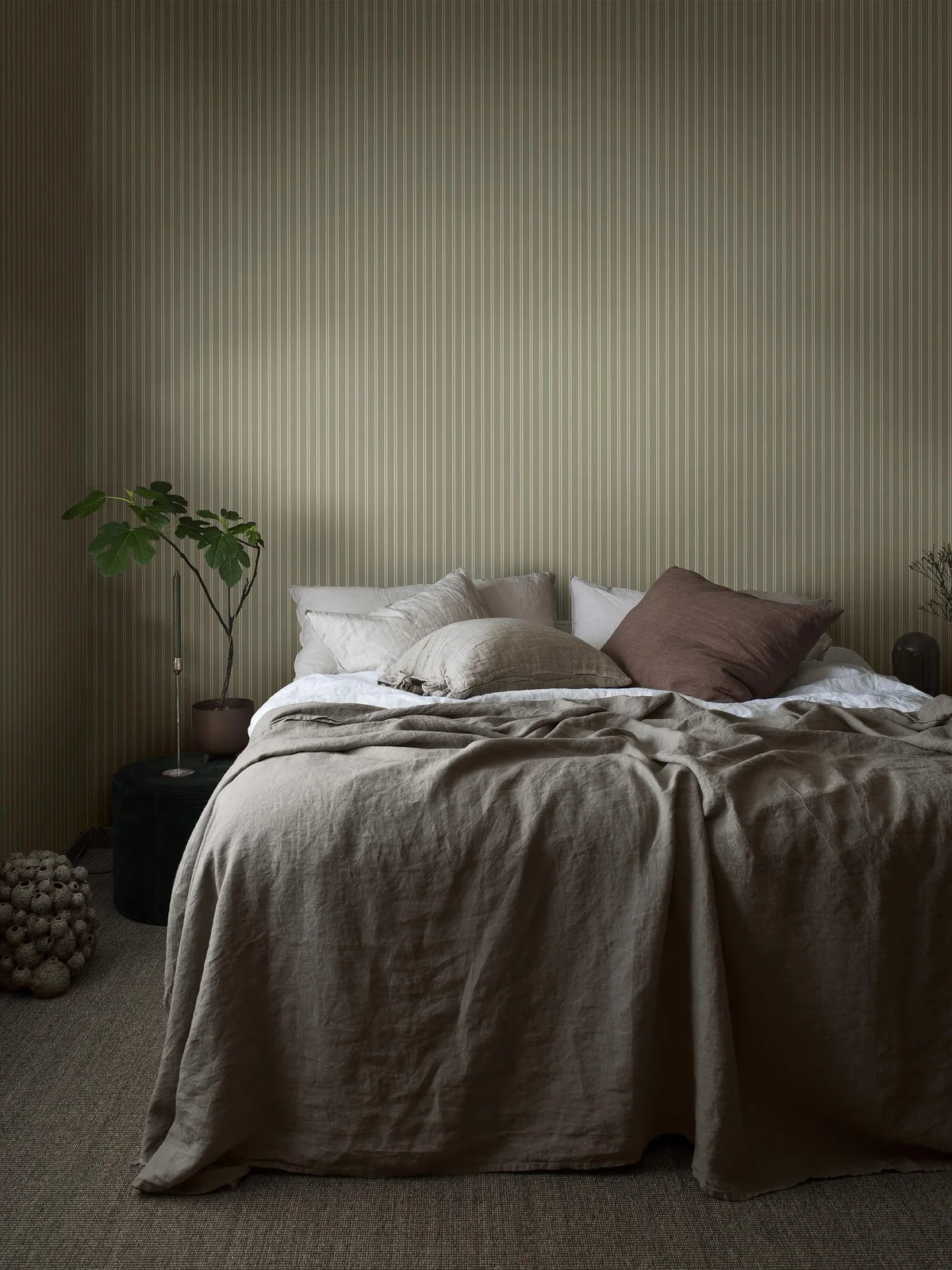 Striped Wallpaper PÄRLRAND Green and White