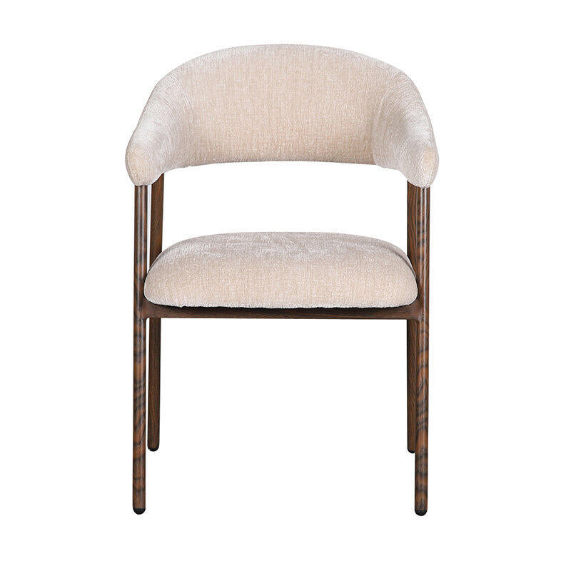 SCANDI Chair in Beige with Dark Wooden Base
