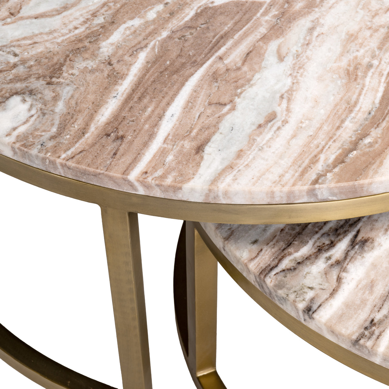Sada konferenčních stolků BOTTEGA zlatá s mramorovou deskou