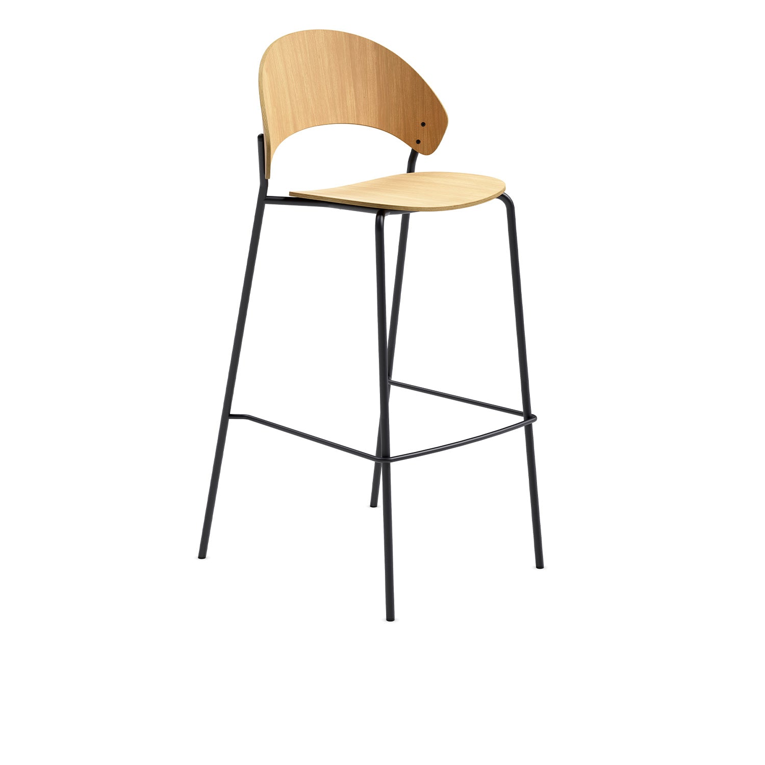 DOSINA stool with oak veneer and black base