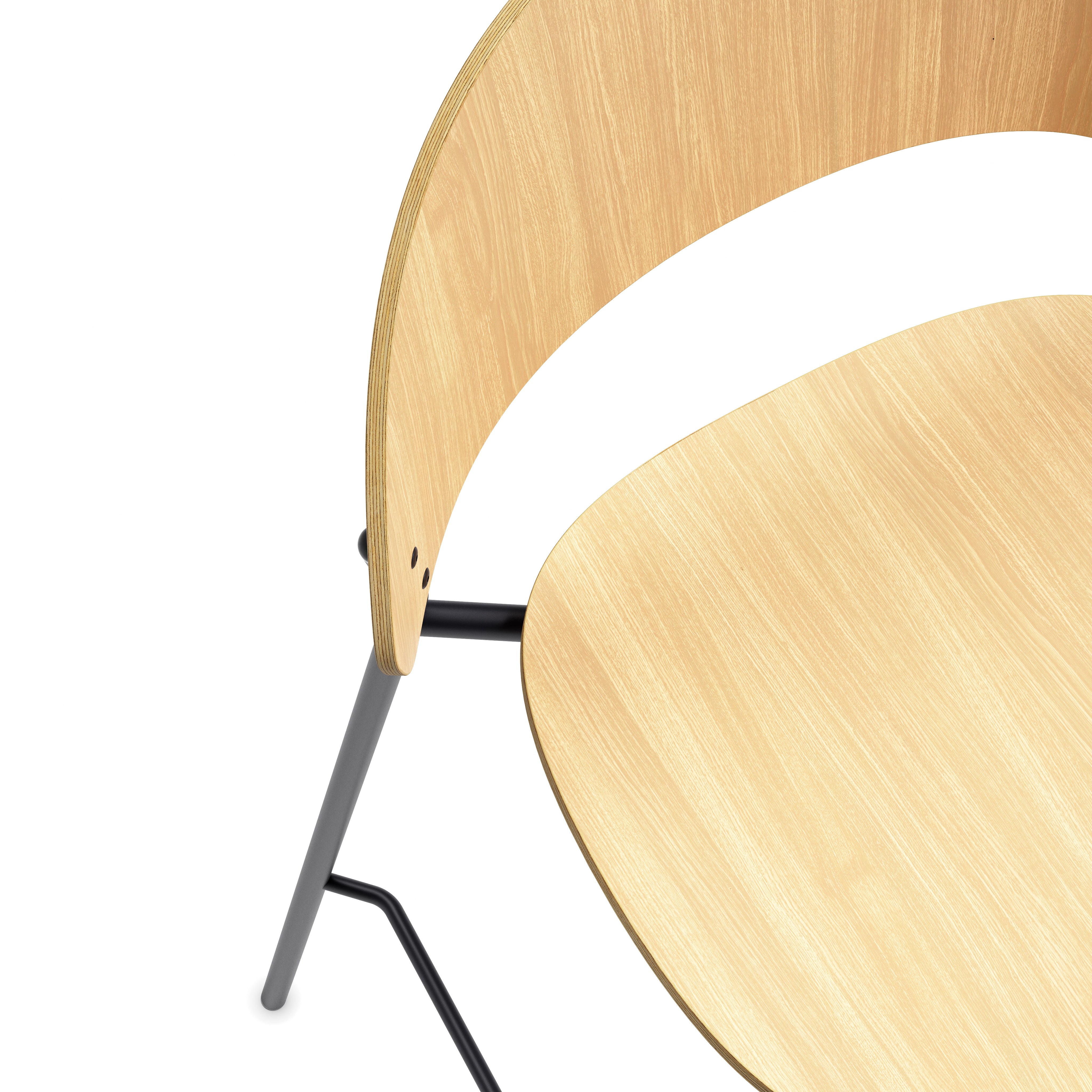 DOSINA stool with oak veneer and black base