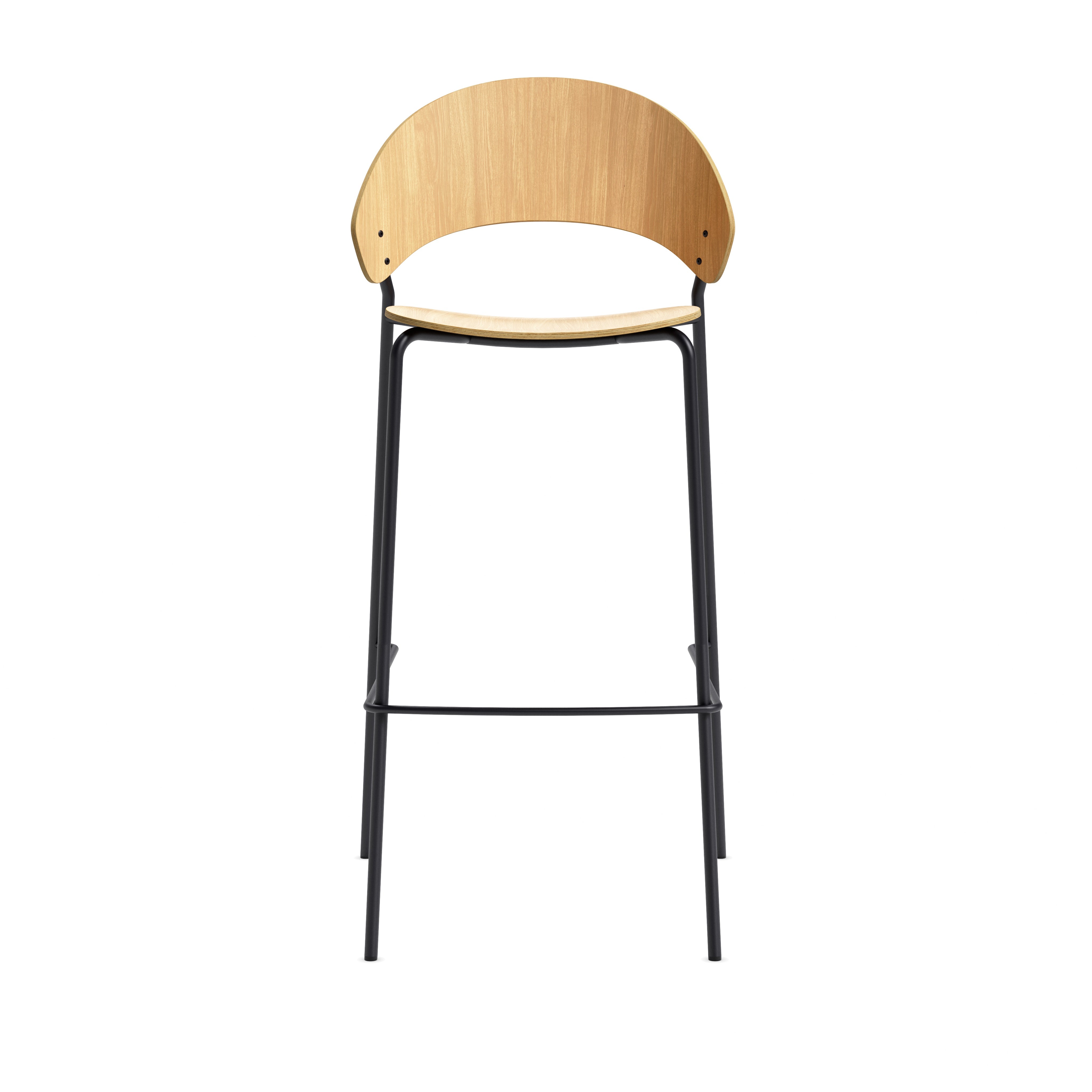 DOSINA stool with oak veneer and black base