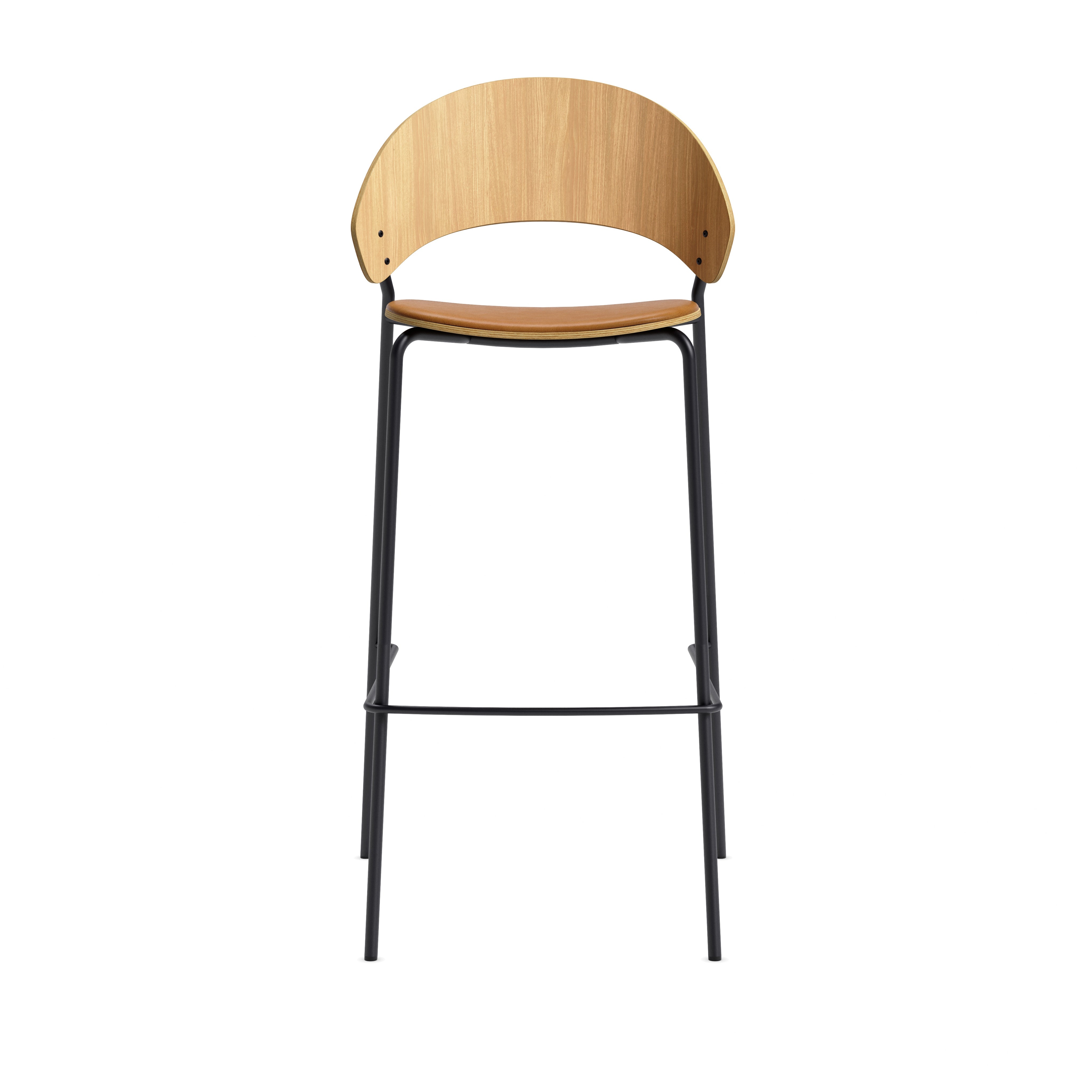 DOSINA stool with oak veneer and black base