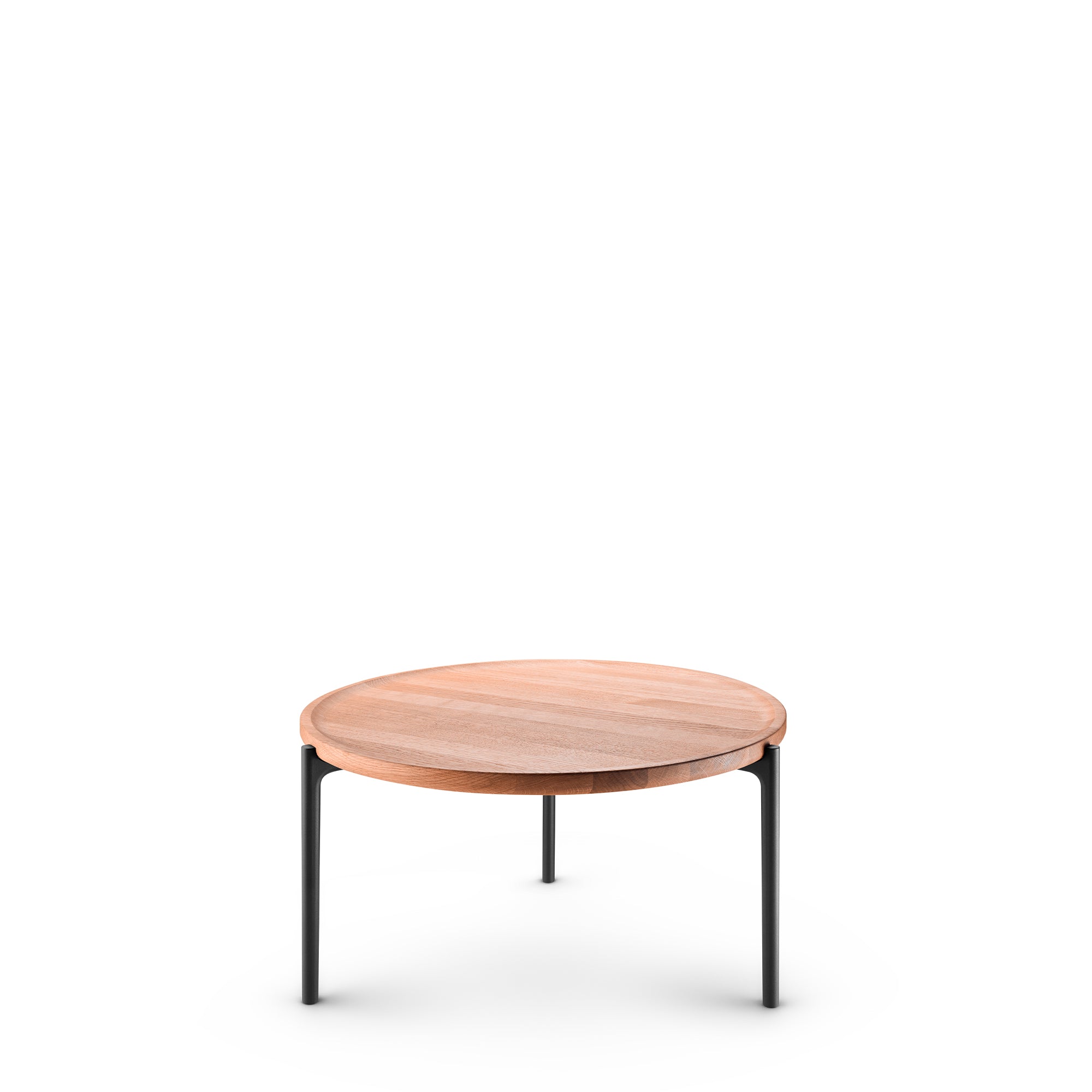 Round coffee table SAVOYE natural oak with black base