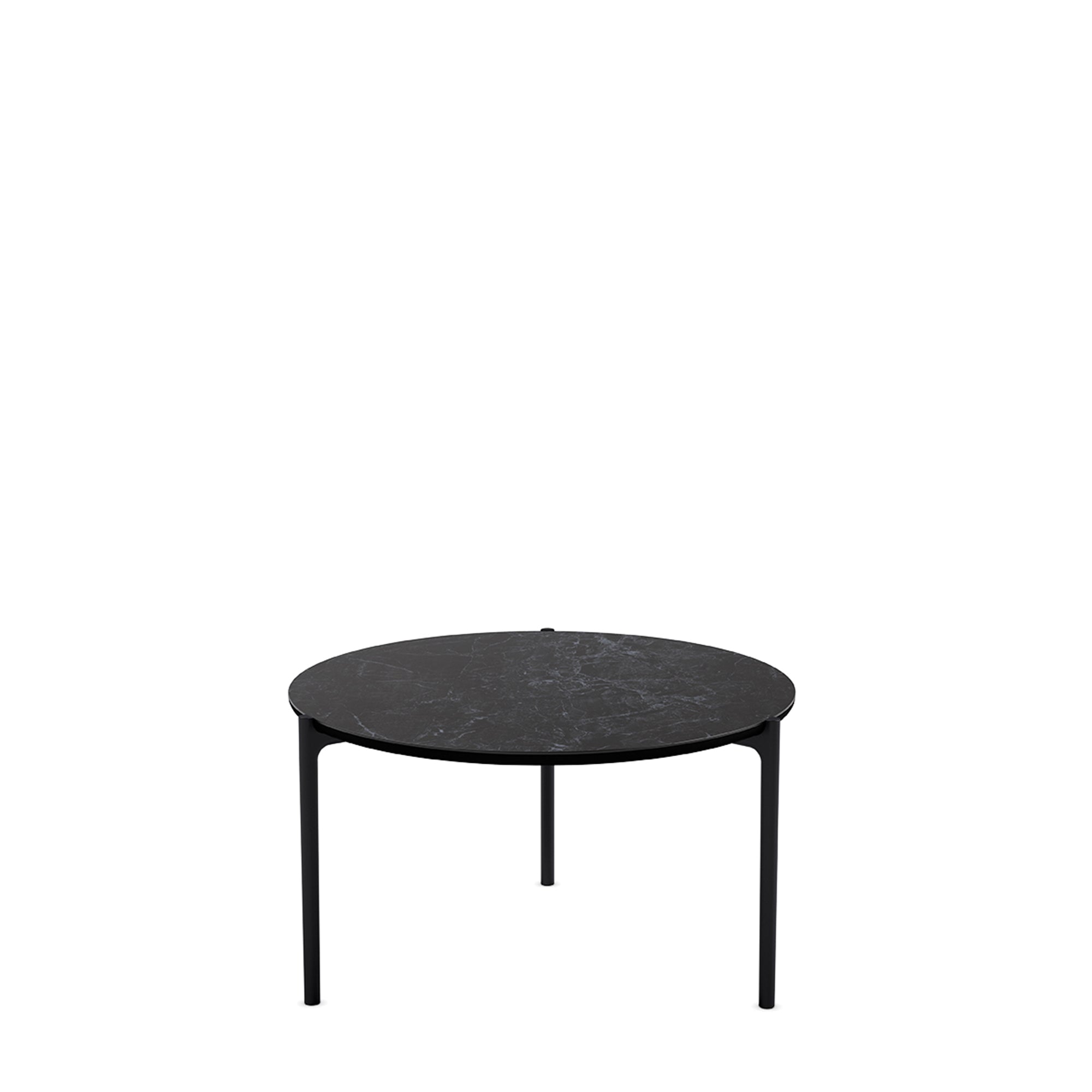 Round coffee table SAVOYE black ceramic with black base