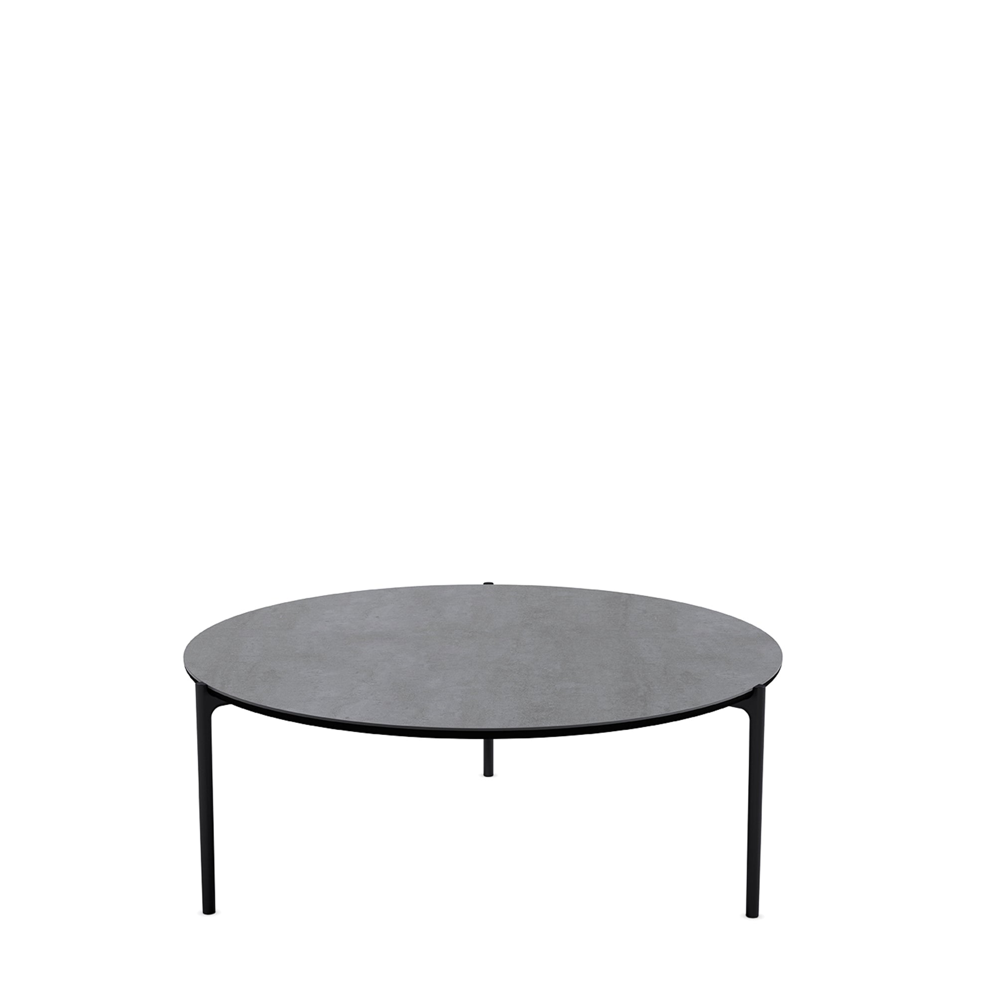 Round coffee table SAVOYE gray ceramic with black base