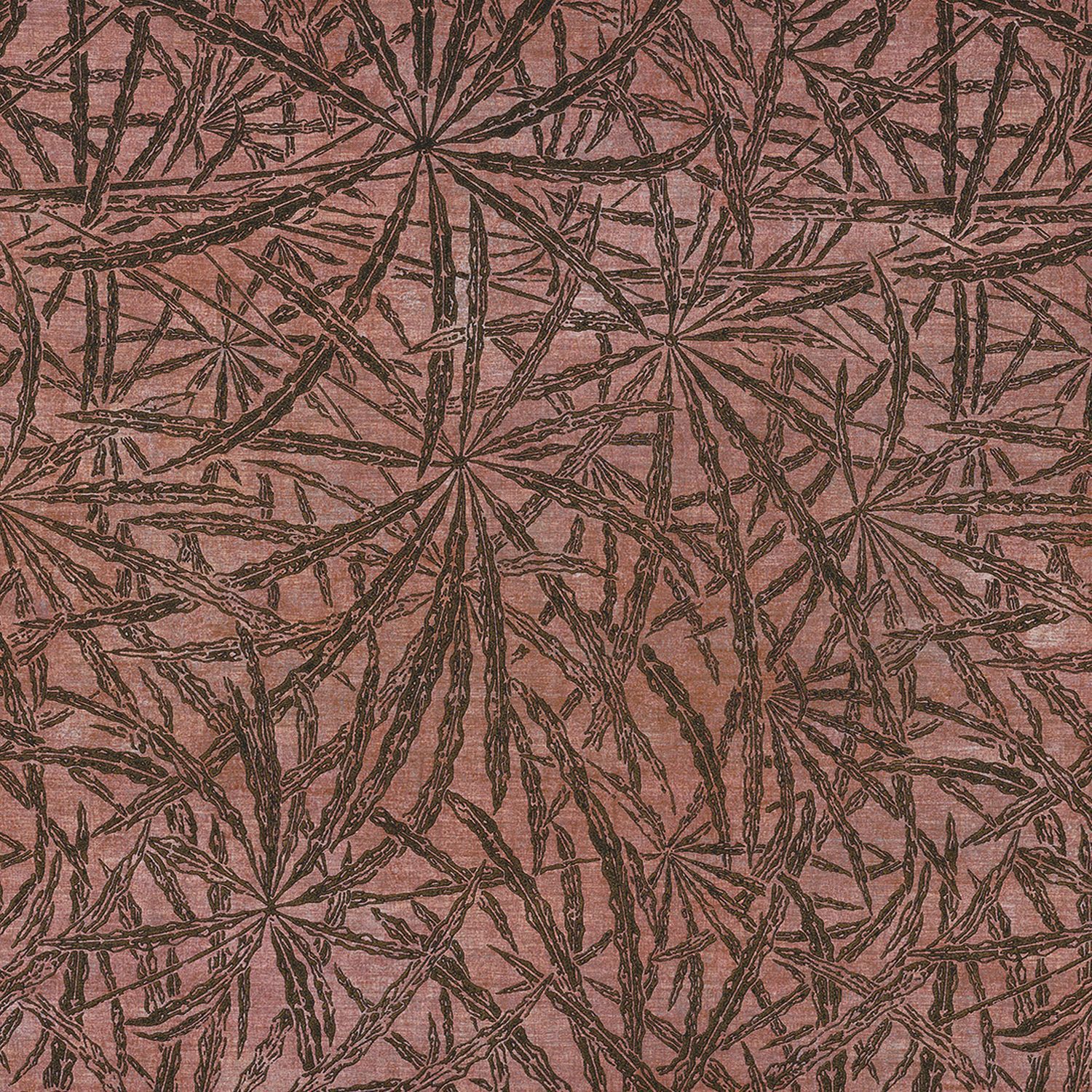 Structural wallpaper with a palm leaf plant motif PALMYRE - TERRACOTTA