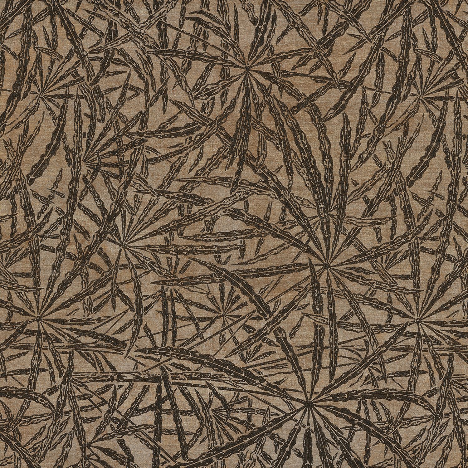 Structural wallpaper with a palm leaf plant motif PALMYRE - BEIGE