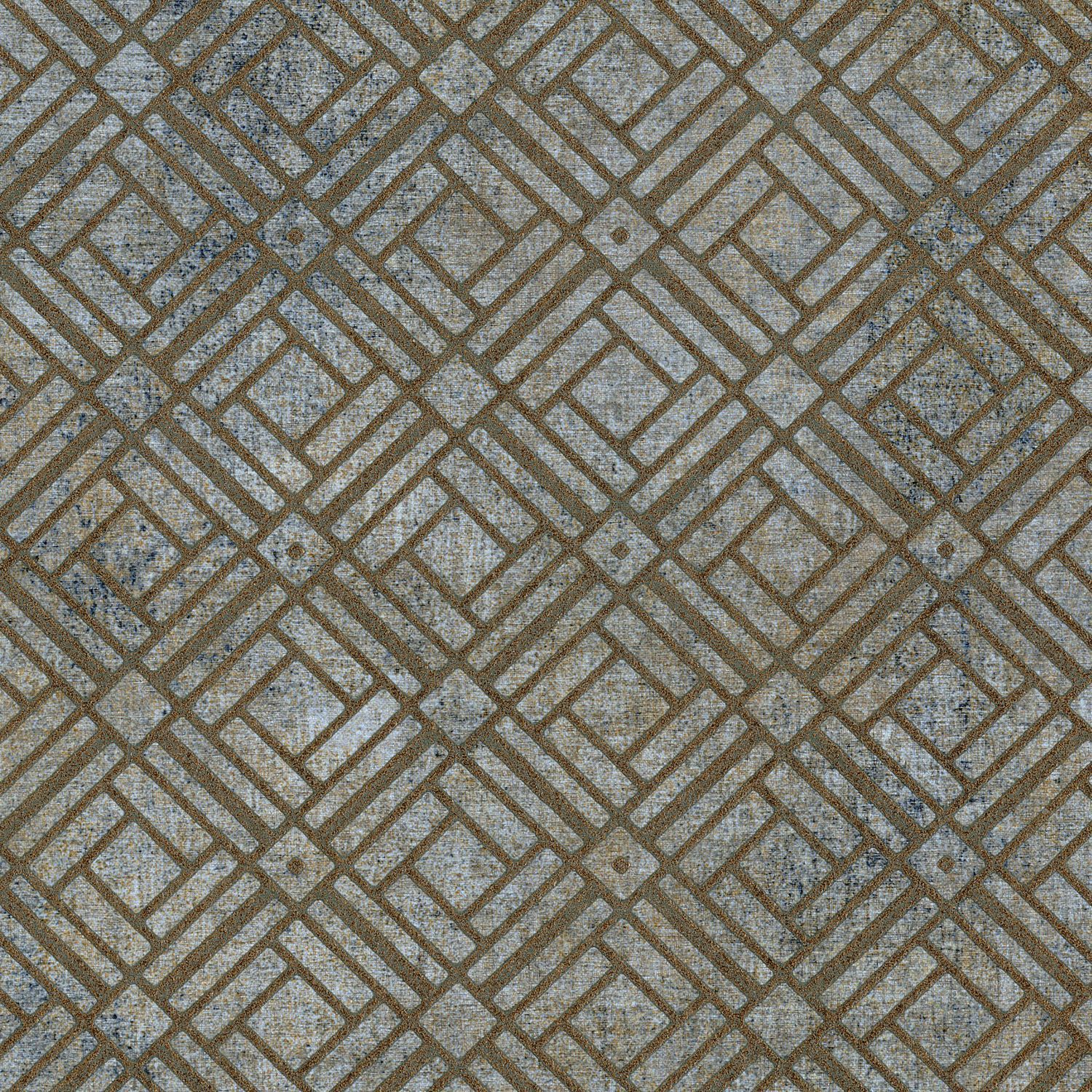 Metallic wallpaper with geometric pattern KHEOPS - VERT D'EAU green with blue