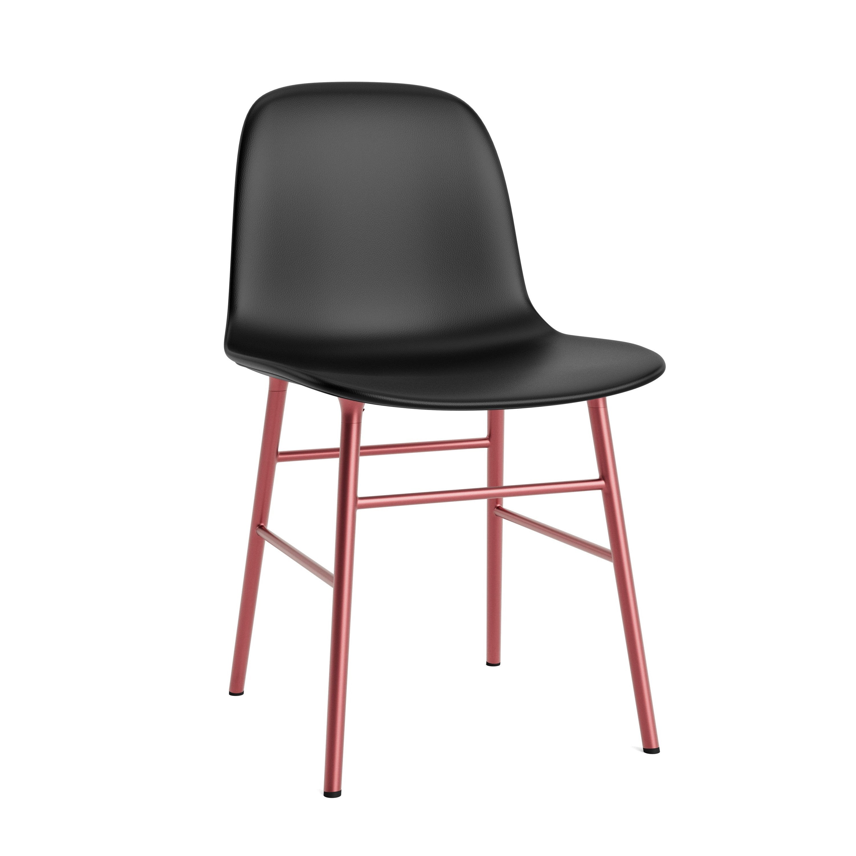 Upholstered chair forms with a burgundy base