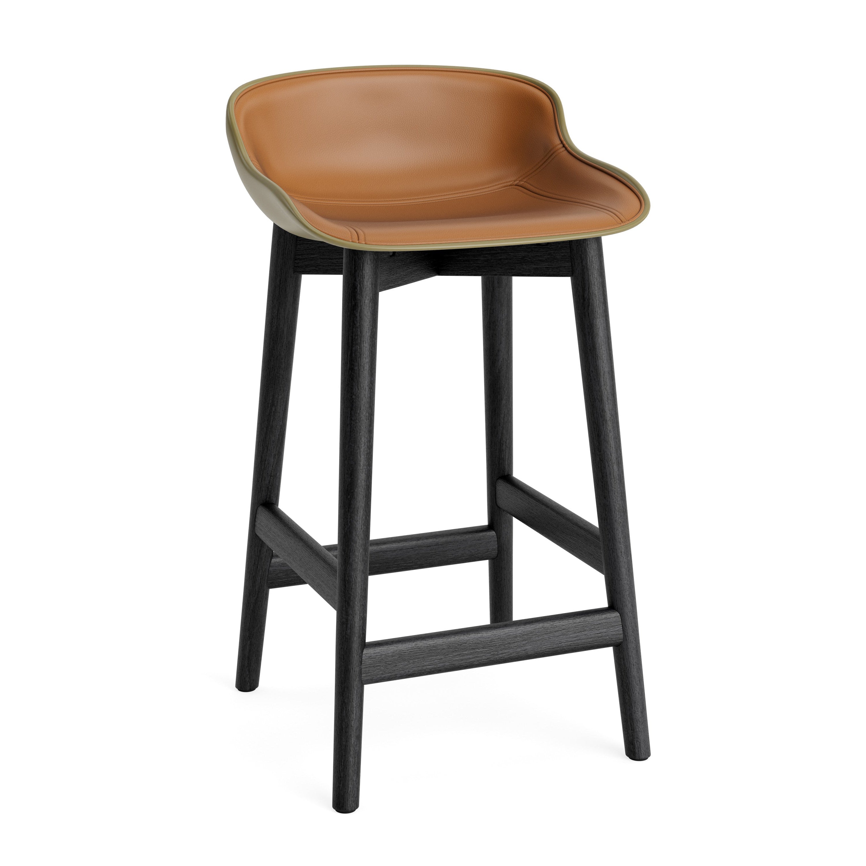 Upholstered barrier chair olive hyg with a black oak base