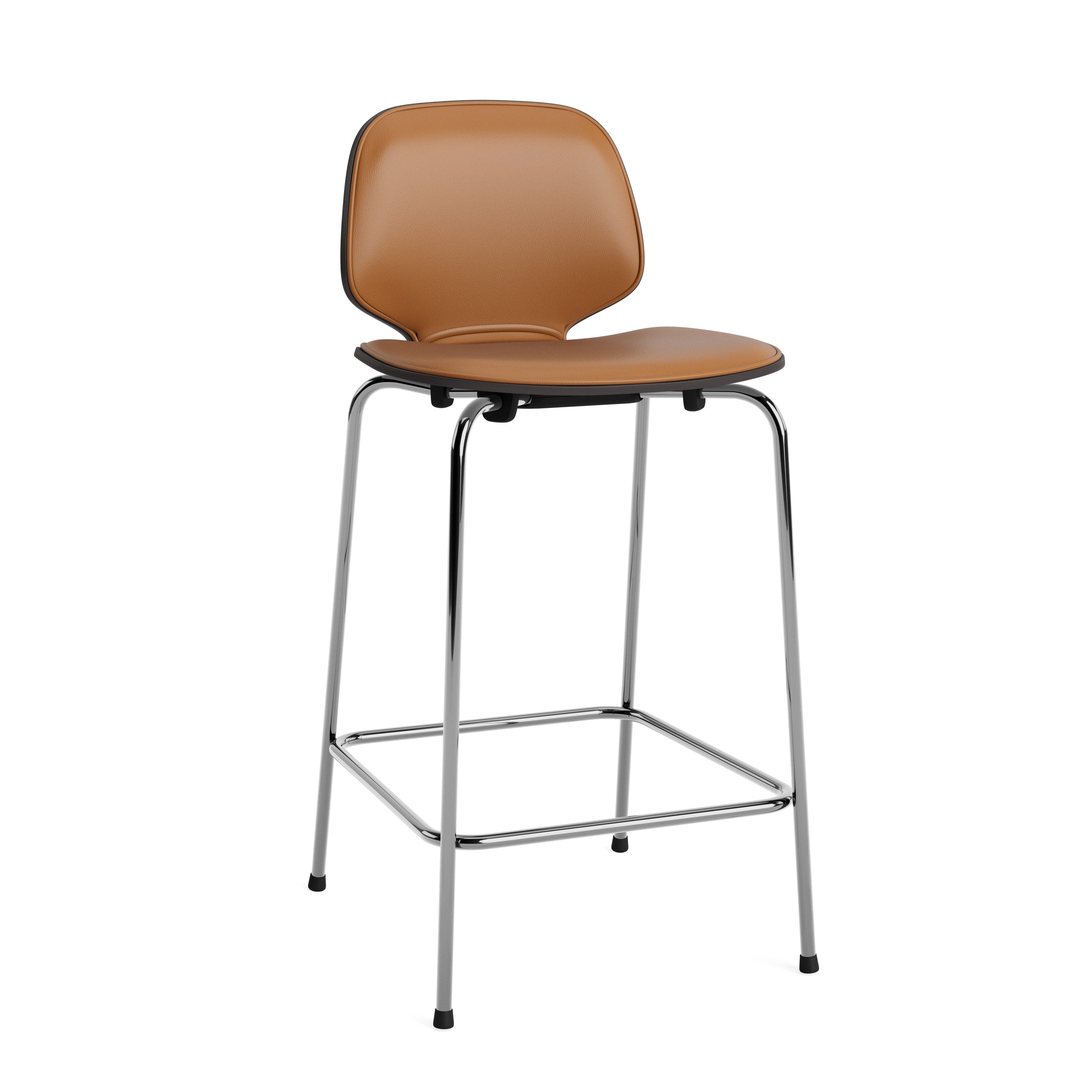 Čalouněné barové křeslo MY černá dýha dubová s chromovým podstavcem