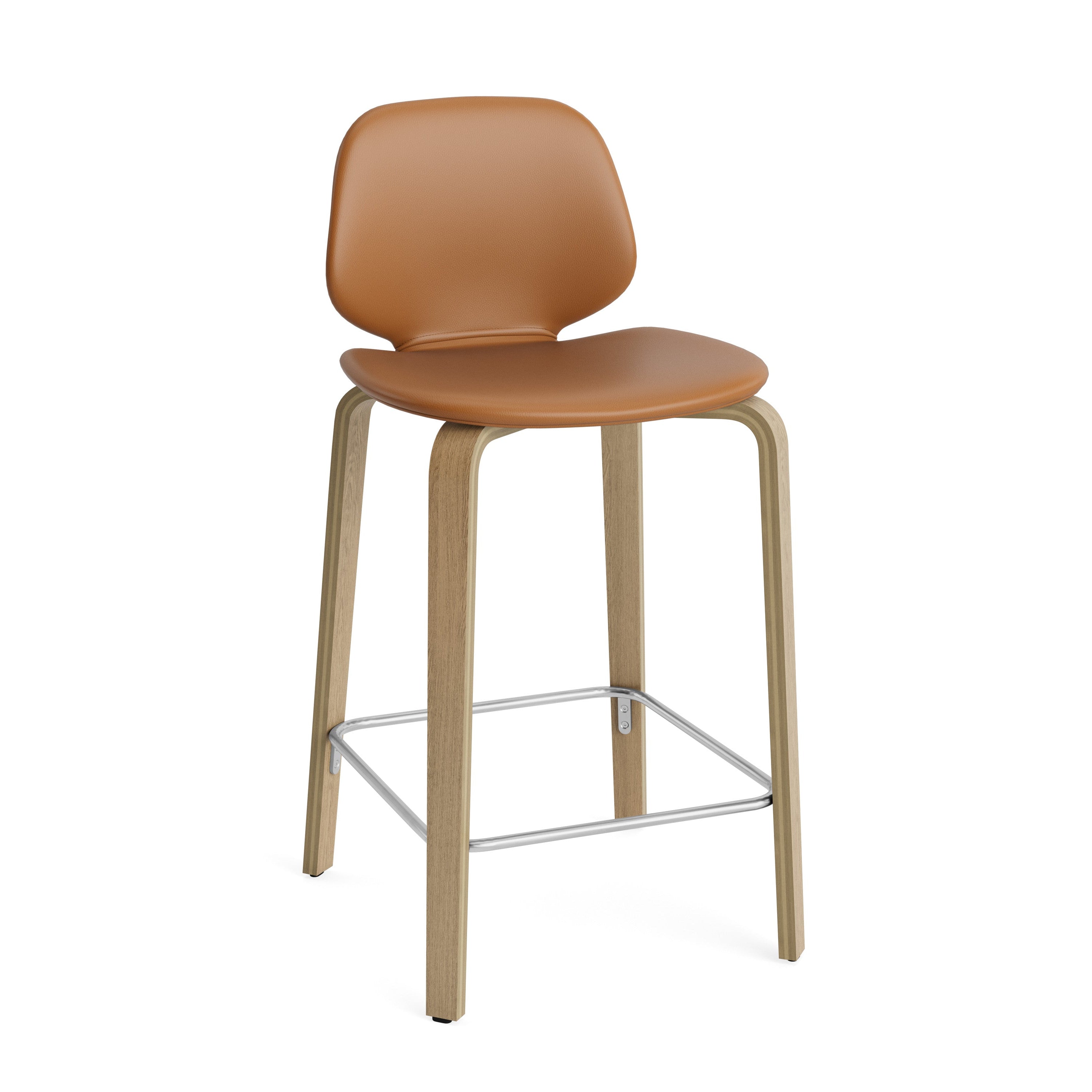 Čalouněné barové křeslo MY s podstavcem z dubového dýhy