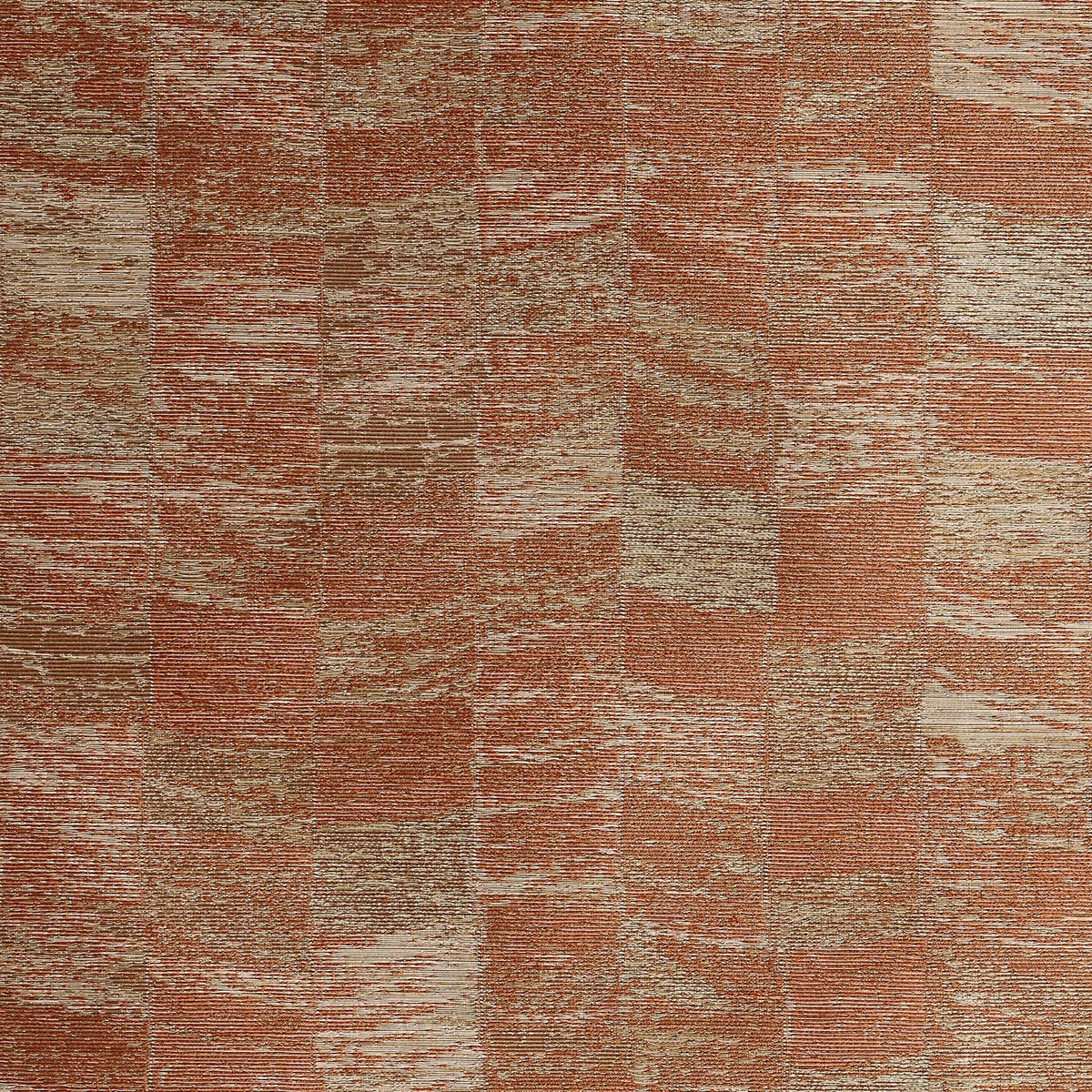 Tapeta tekstylna strukturalna z motywem geometrycznym PUEBLOS - TERRACOTTA terakota – Casamance