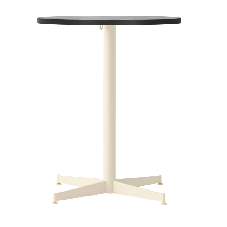 NOOK black round café table with oak veneer and cream base